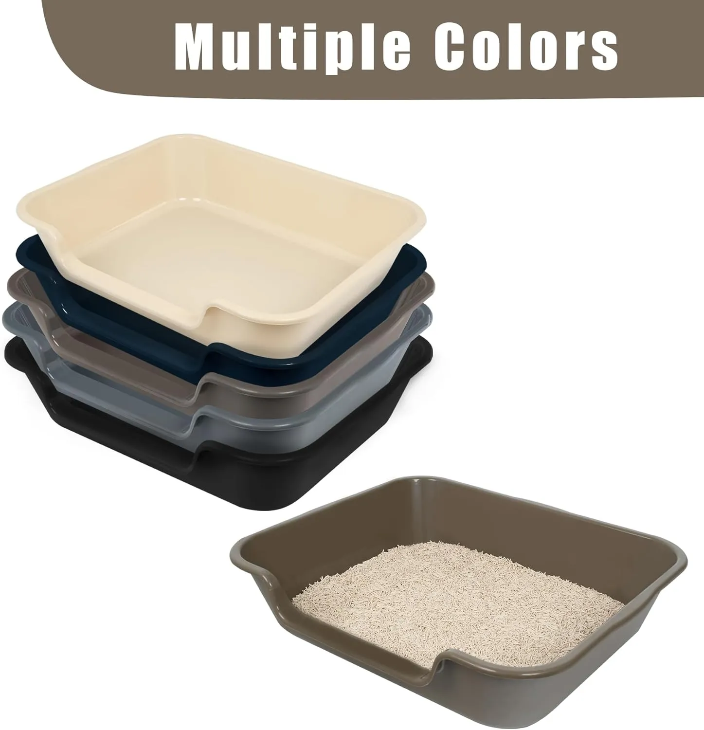 1 Pack Extra Large Dog Litter Box Pan Tray (ABS Material), Low Entry Jumbo Senior Litter Boxes for Multiple Kitten Big Cats, Pet Safe Indoor Dog Potty (Dark Blue, 24" L x 20" W)