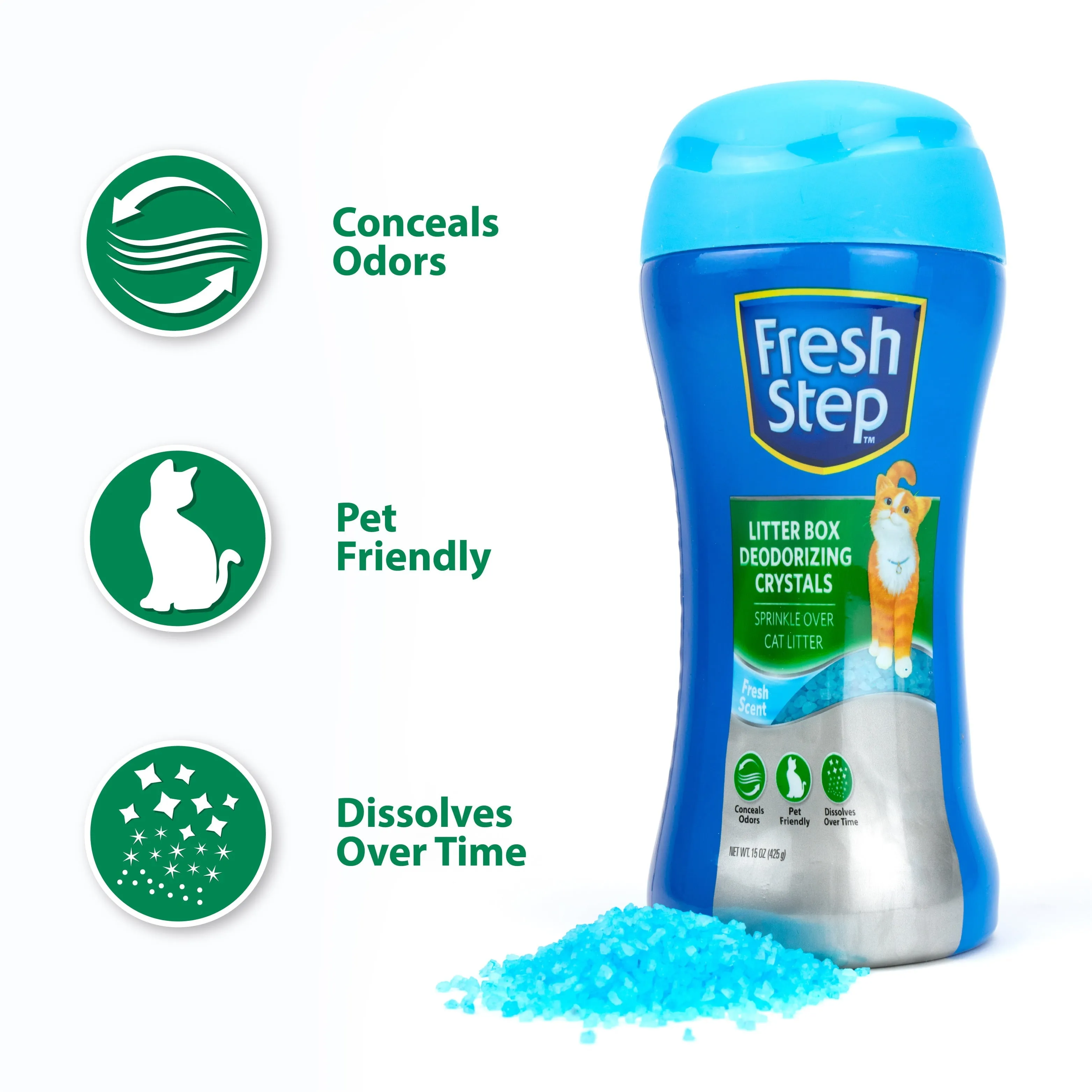(2 pack) Fresh Step, Fresh Scent Cat Litter Box Scent Crystals, 15 oz | Cat Litter Box Deodorizer