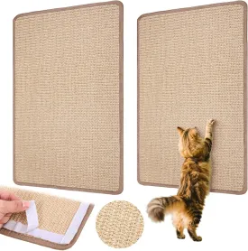 2Pcs Cat Scratcher Mat Natural Sisal Cat Scratch Pad Indoor Horizontal Floor and Wall Cats Scratching Pad Rug Protect Carpets and Sofas