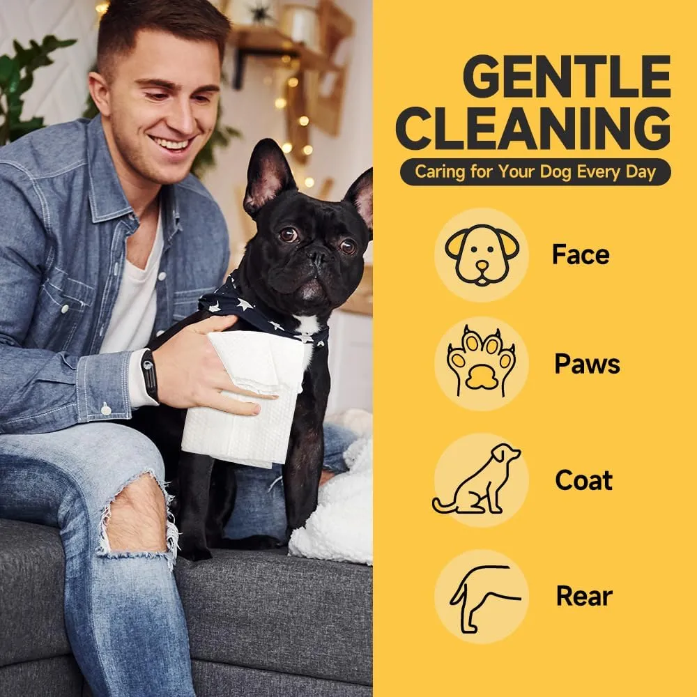 3-in-1 Pet Wipes for Dogs & Cats, Cleaning, Odor-Controlling & Hydrating, Grooming Wipes for Paws, Body and Butt, Unscented, 100 Count