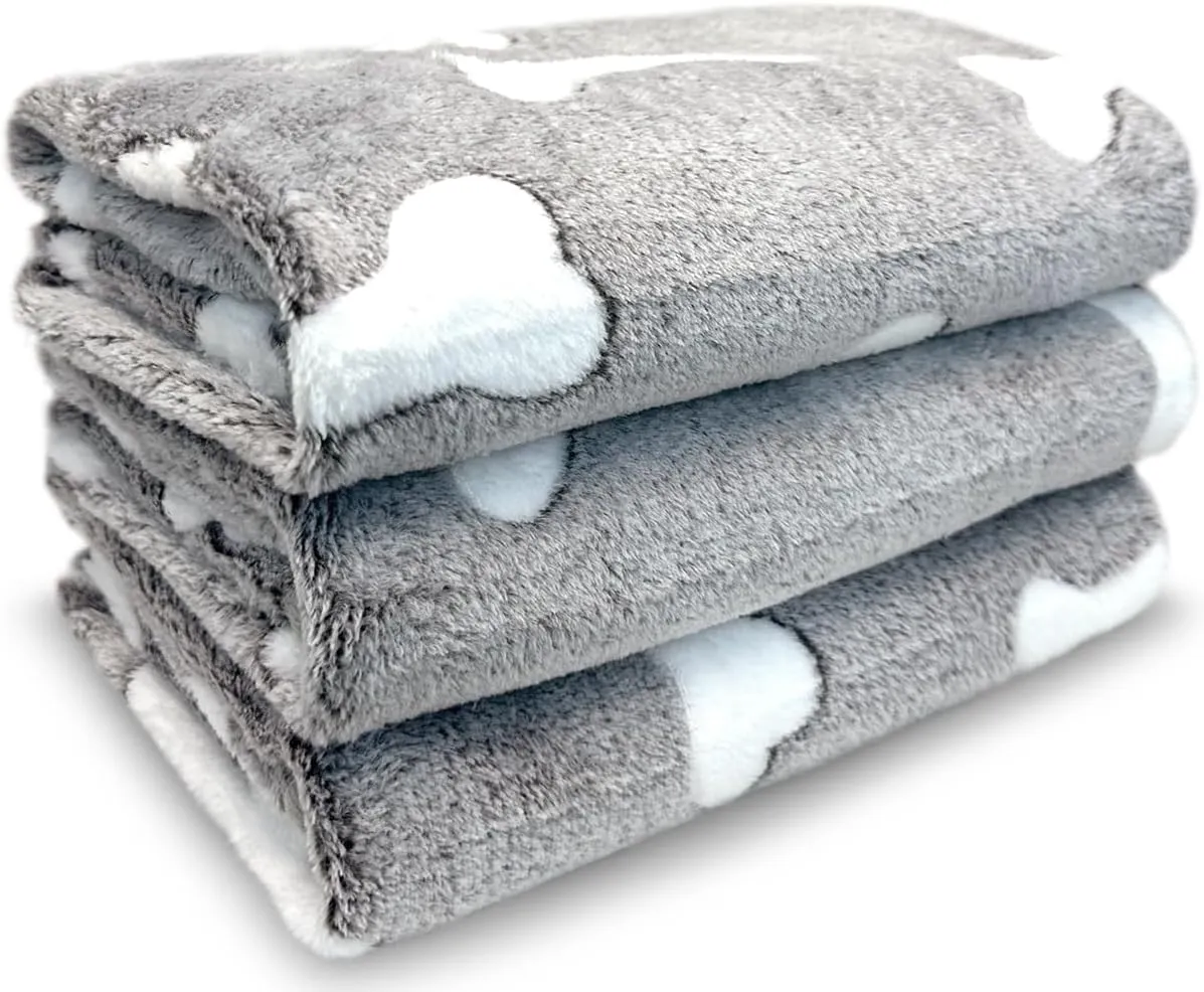 3 Pack Dog Blankets for Small Dogs, 23''x16'' Washable Dog Blanket, Soft Pet Blankets for CatRabbitGuinea Pig Small Animal Fleece Bedding Cute Claw Pattern Rabbit Bedding