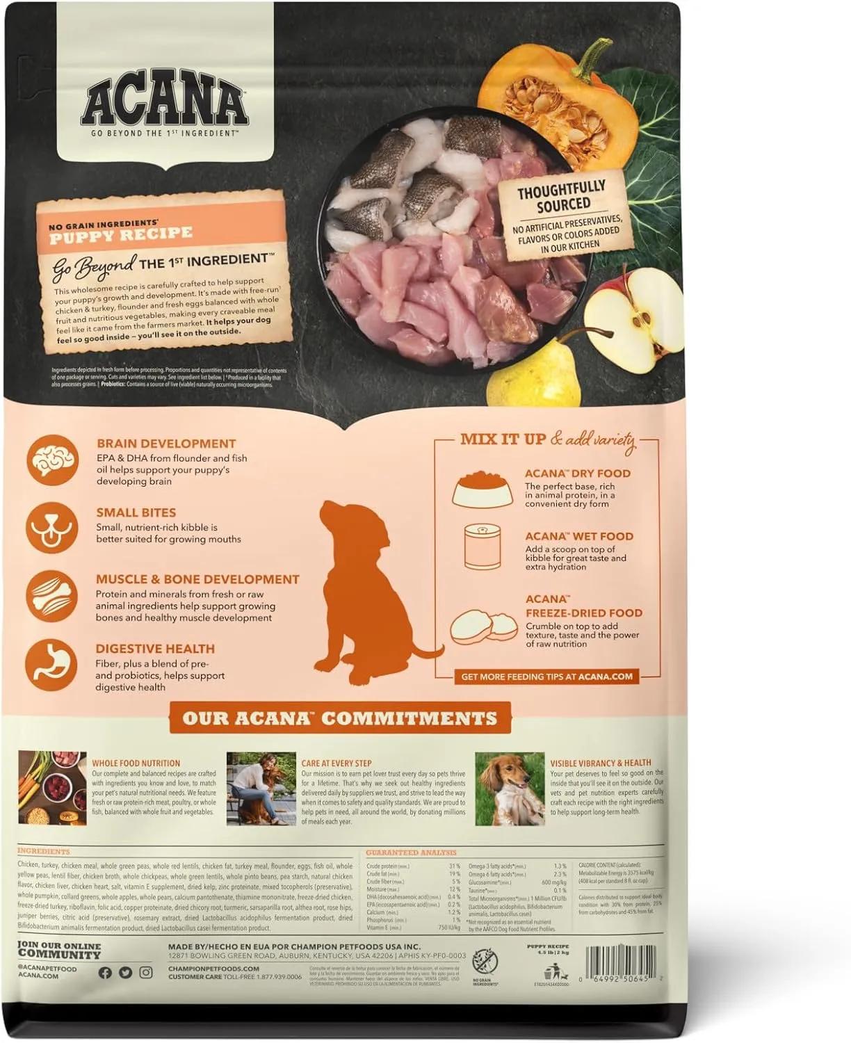 ACANA Grain Free Dry Dog Food, Puppy Recipe, 4.5lb