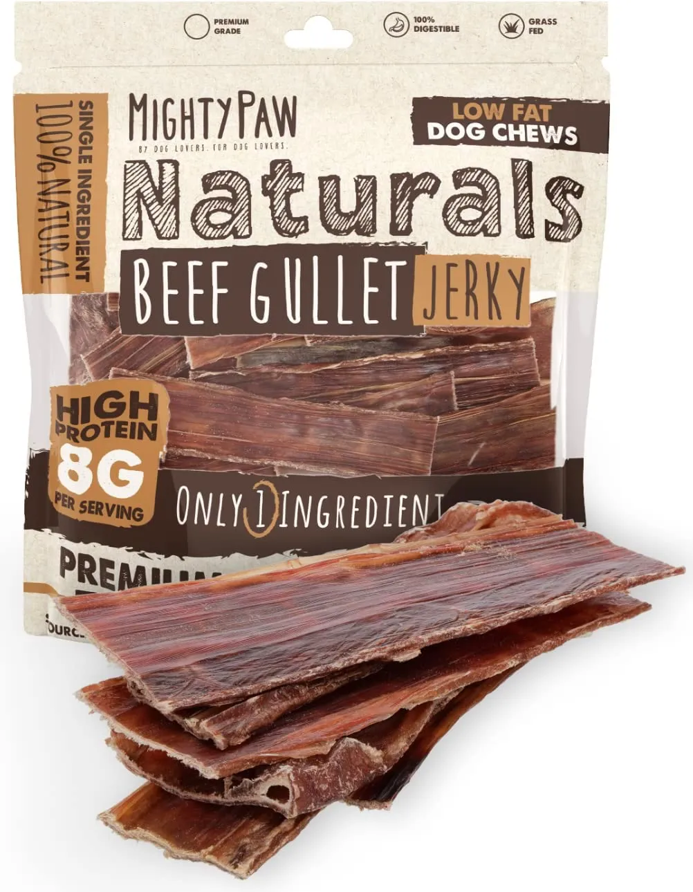 All-Natural Beef Gullet Jerky for Dogs