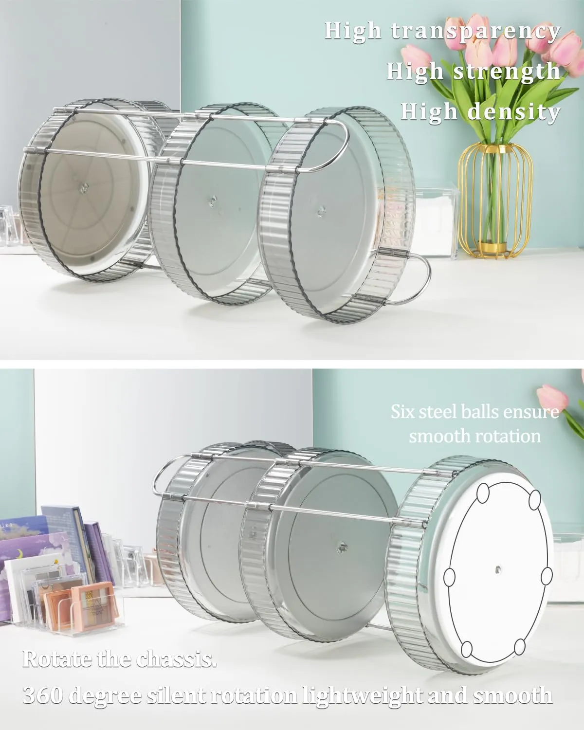 Argox 360 ° rotary makeup organizer, bathroom counter organizer,skincare care organizer,make up organizers and rotary storage.