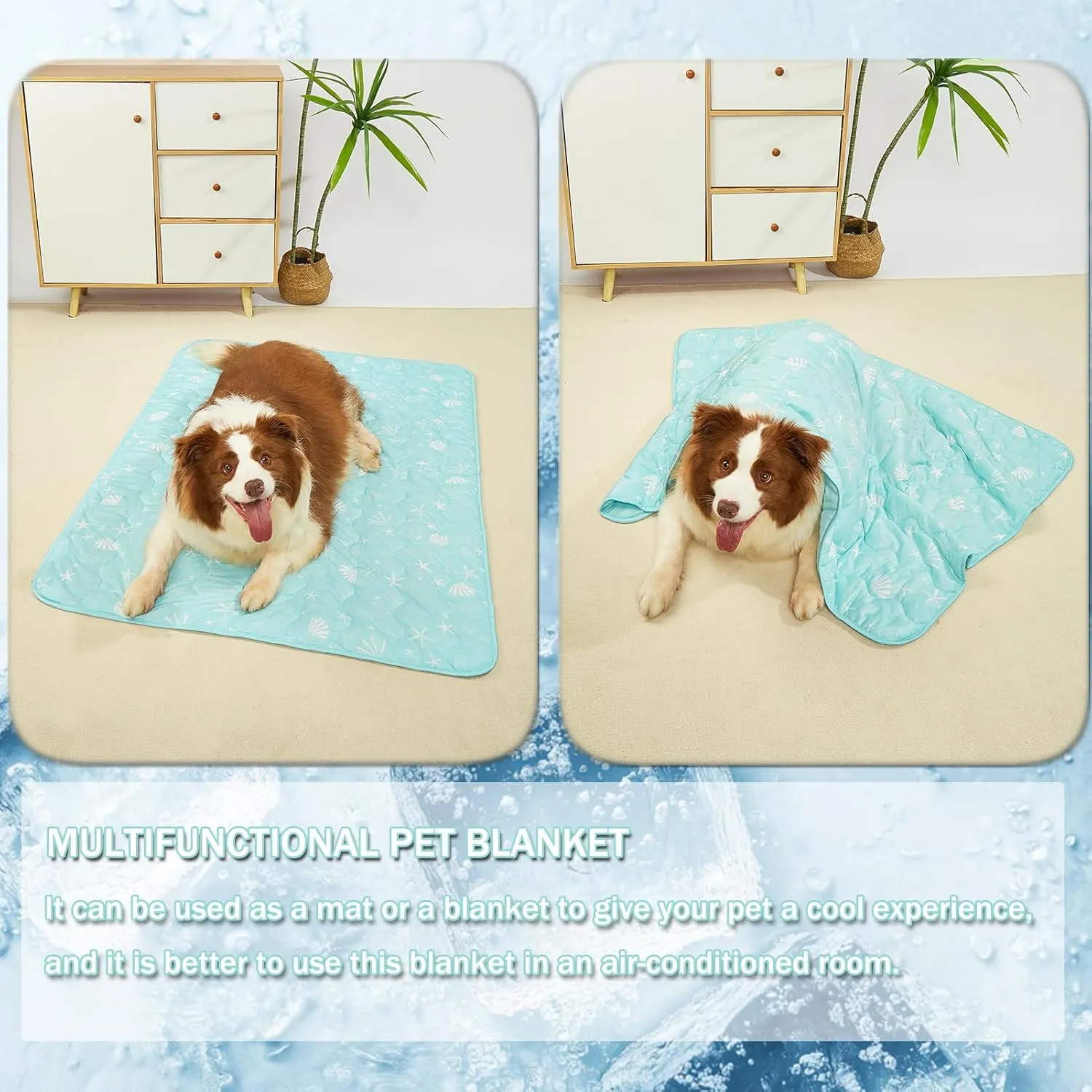 BAMY Cat Cooling Blanket Summer Dog Silk Quilt Pet Mat Cushion Washable Kitten Ice Pad for Bed Couch Sofa, Soft Liquid Pee Proof Pet Furniture (Blue, Medium)