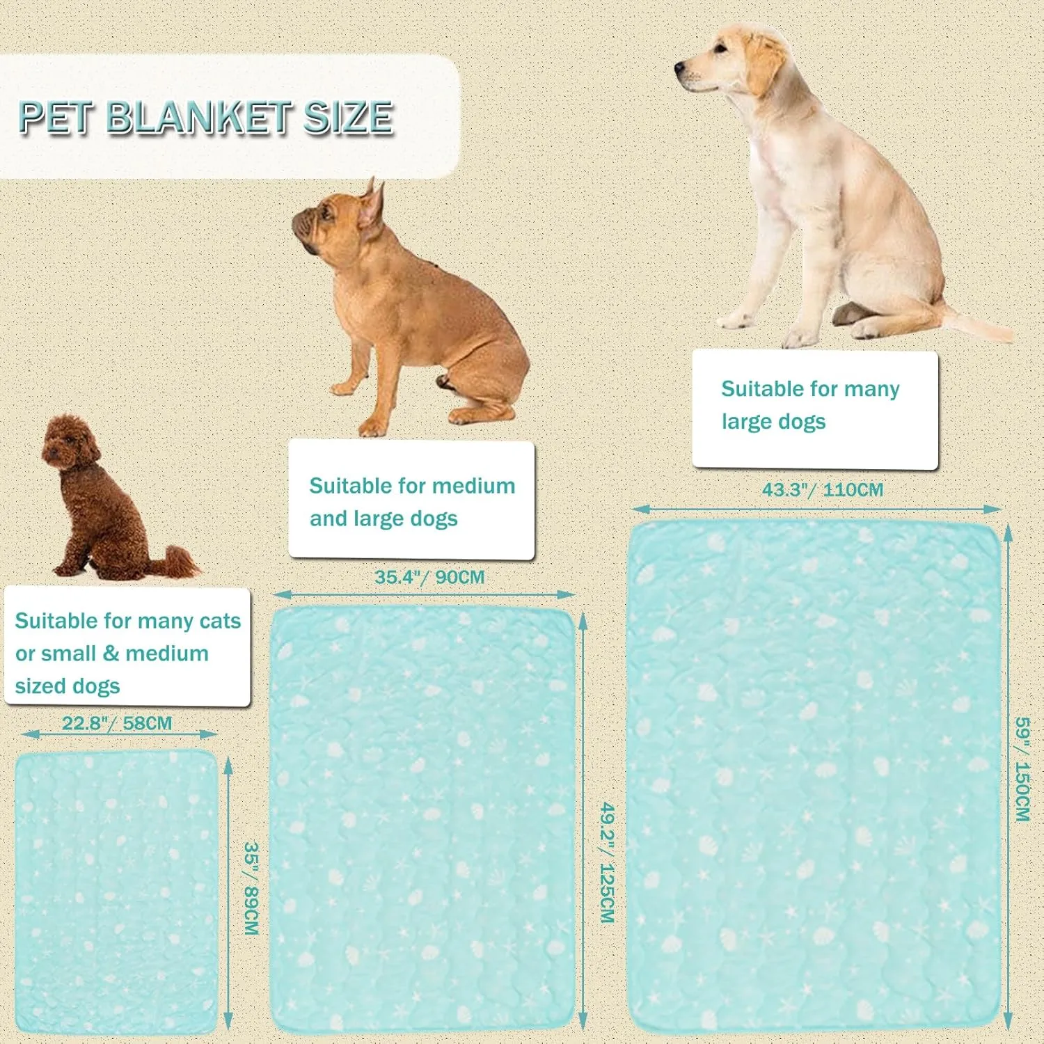 BAMY Cat Cooling Blanket Summer Dog Silk Quilt Pet Mat Cushion Washable Kitten Ice Pad for Bed Couch Sofa, Soft Liquid Pee Proof Pet Furniture (Blue, Medium)