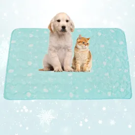 BAMY Cat Cooling Blanket Summer Dog Silk Quilt Pet Mat Cushion Washable Kitten Ice Pad for Bed Couch Sofa, Soft Liquid Pee Proof Pet Furniture (Blue, Medium)