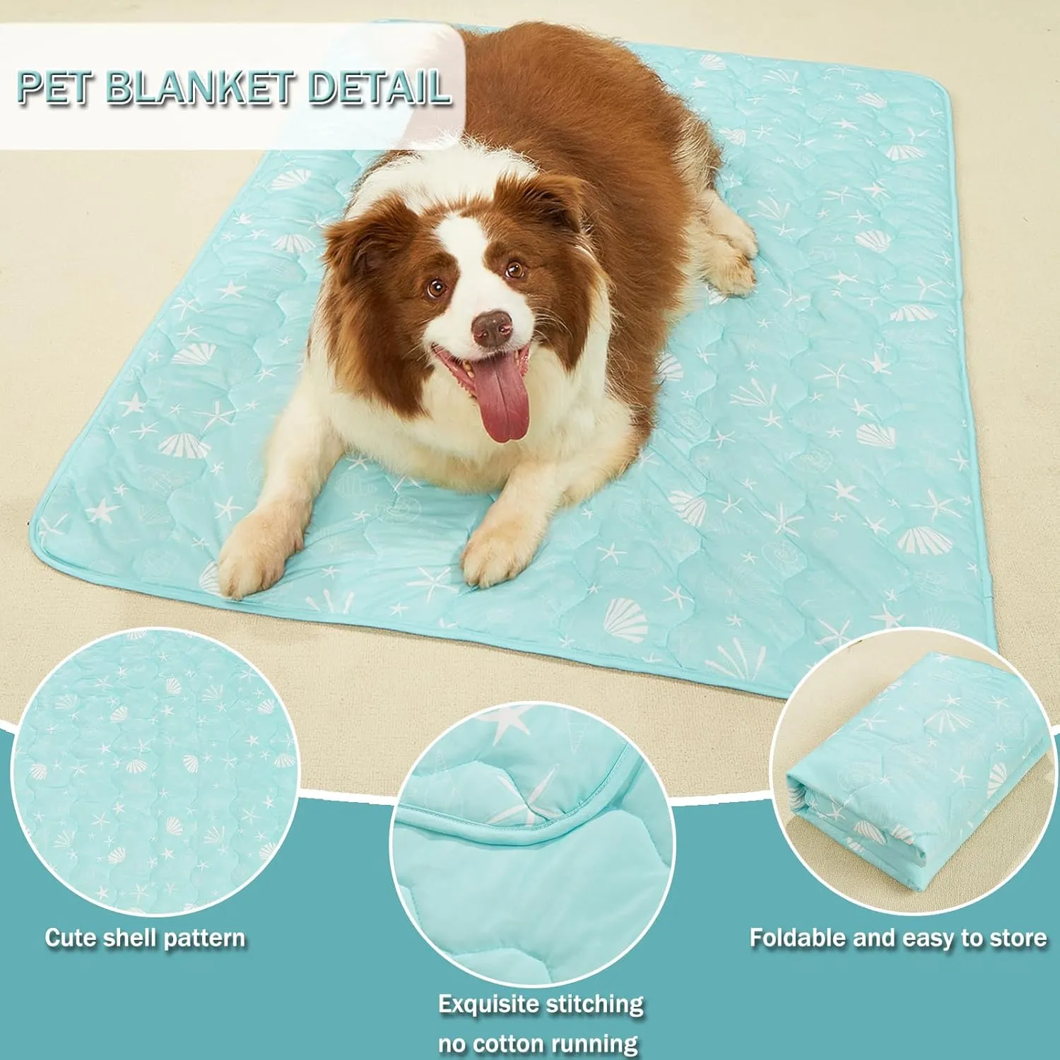 BAMY Cat Cooling Blanket Summer Dog Silk Quilt Pet Mat Cushion Washable Kitten Ice Pad for Bed Couch Sofa, Soft Liquid Pee Proof Pet Furniture (Blue, Medium)