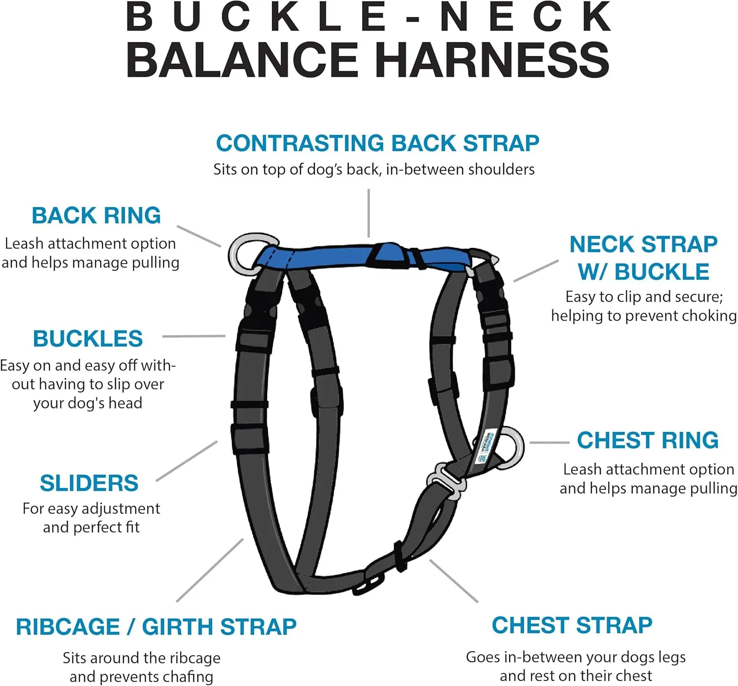 Blue-9 Buckle-Neck Balance Harness, Fully Customizable Fit No-Pull Harness, Ideal for Dog Training and Obedience, Made in The USA, Orange, Small