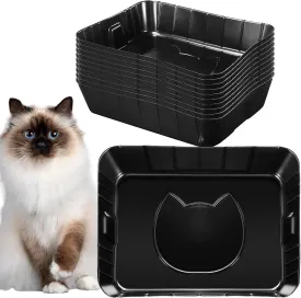 Bokon 12 Pcs Disposable Litter Boxes for Cats Plastic Cat Litter Tray Large Kitten Pan for Kitty Rabbit Guinea Pig Hamster Pets Supplies Travel Home Toilet, 15. 7 x 11. 8 x 3 Inches