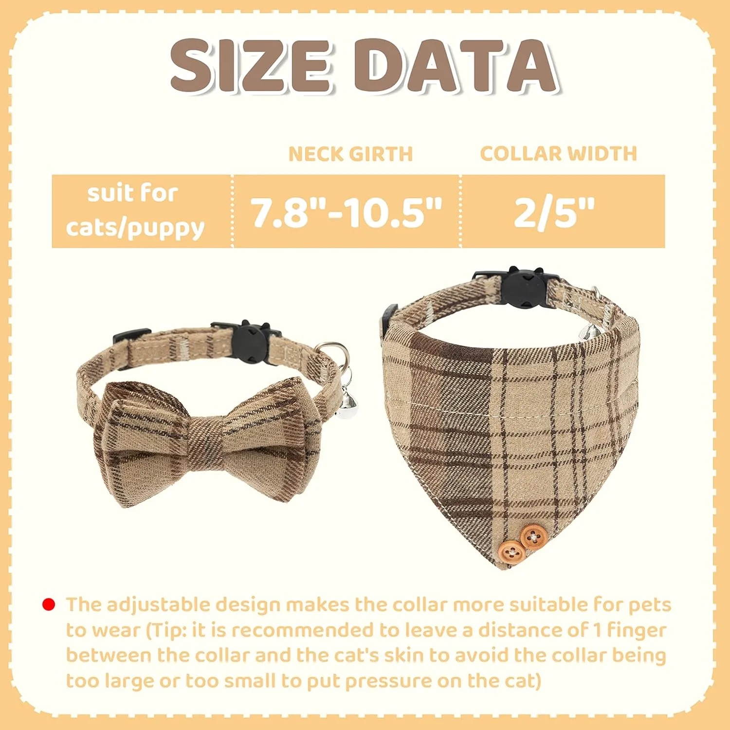 Breakaway Cat Collars - Plaid Bow Tie & Bandana Cat Collars with Bell for Girl Boy Cats - Soft Adjustable Cute Pet Accessories for Cats Small Dogs