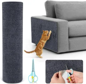 Cat Scratching Mat Self-Adhesive, 78.7 * 15.7in Trimmable Cat Scratching Post, Cat Scratch Furniture Protector for Couch Sofa Carpet, Anti Climbing Wall Scratcher (Grey)
