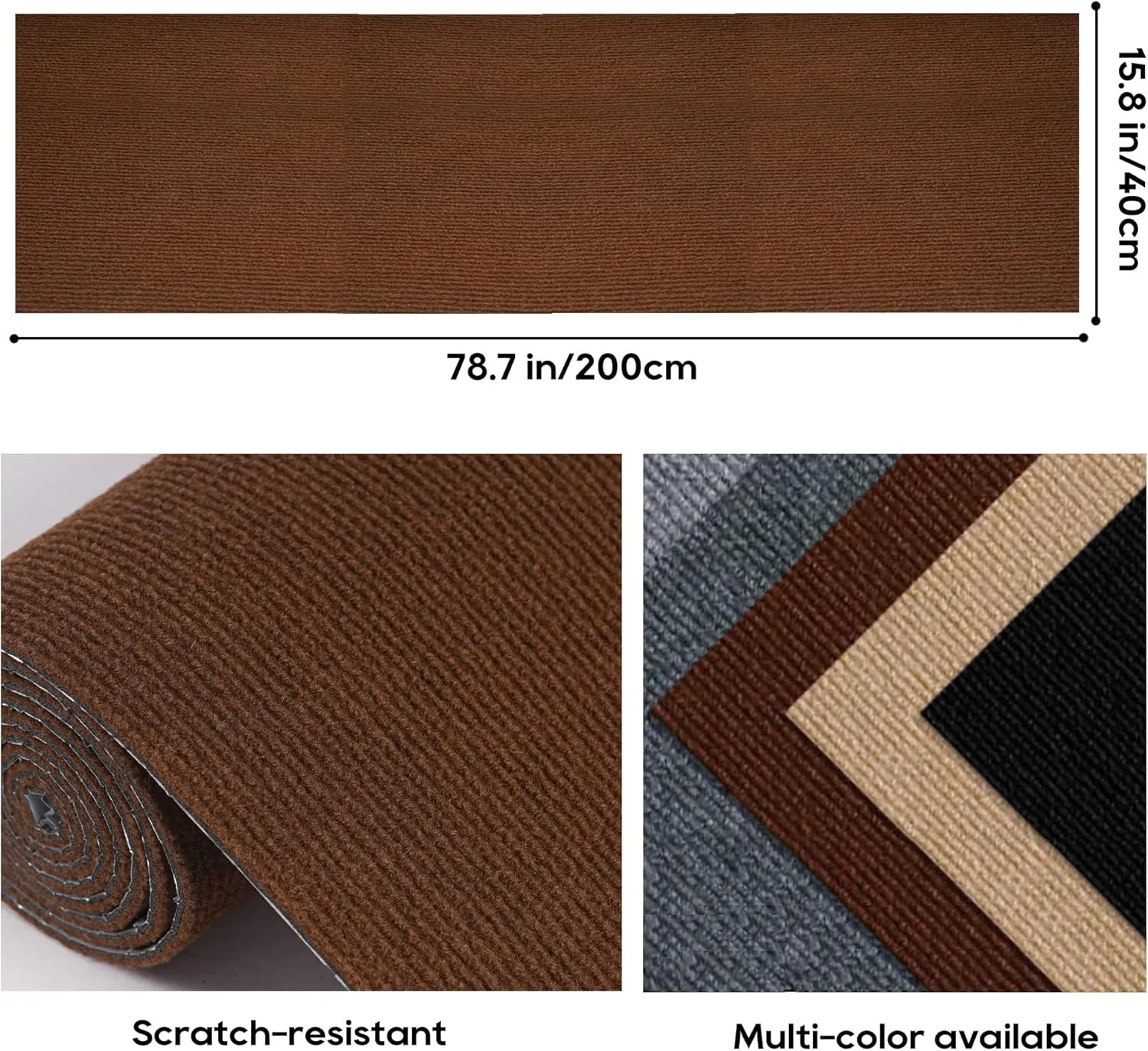 Cat Wall ScratcherCouch Corner Protectors for Cats78.7 * 15.8in Adhesive Carpet Remnants RollSticky Furniture Scratch Guards(Brown)
