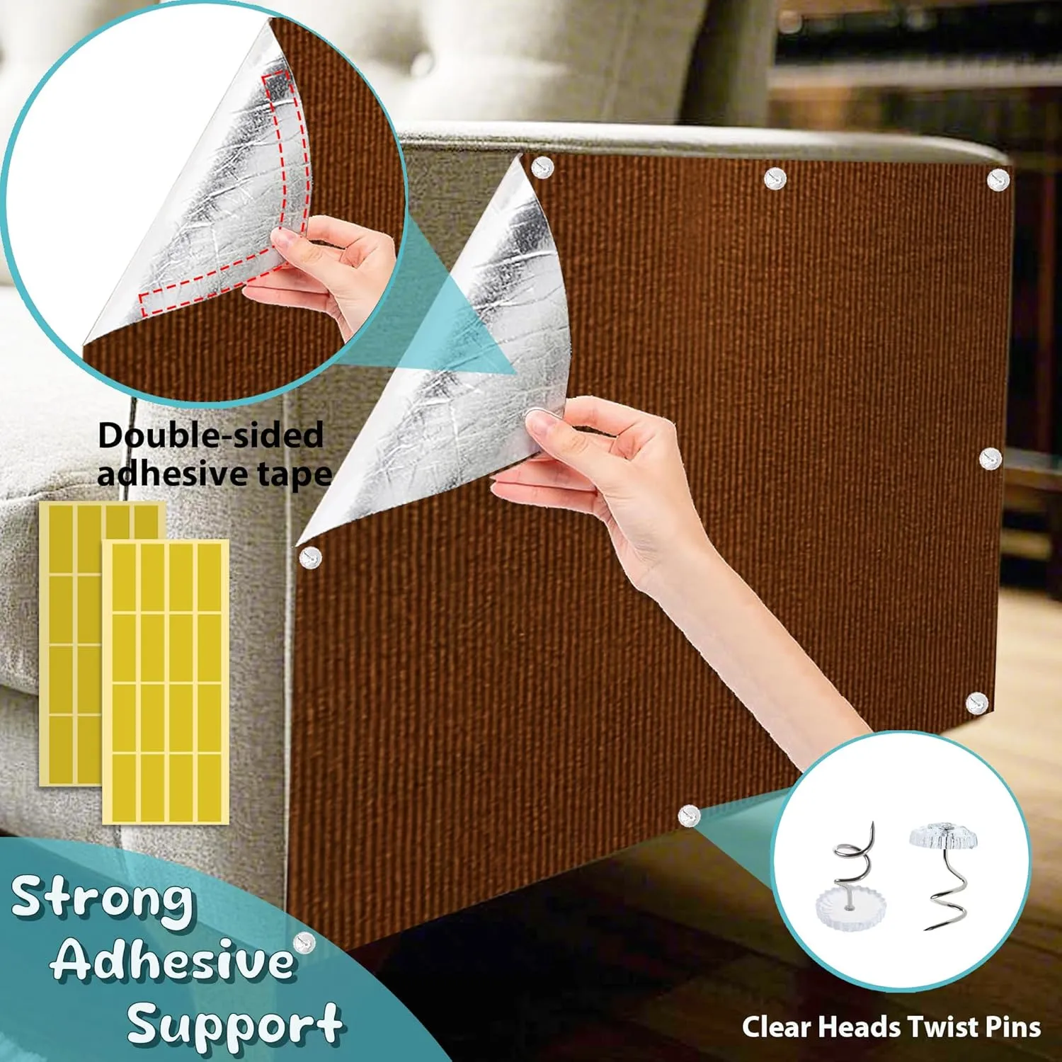 Cat Wall ScratcherCouch Corner Protectors for Cats78.7 * 15.8in Adhesive Carpet Remnants RollSticky Furniture Scratch Guards(Brown)