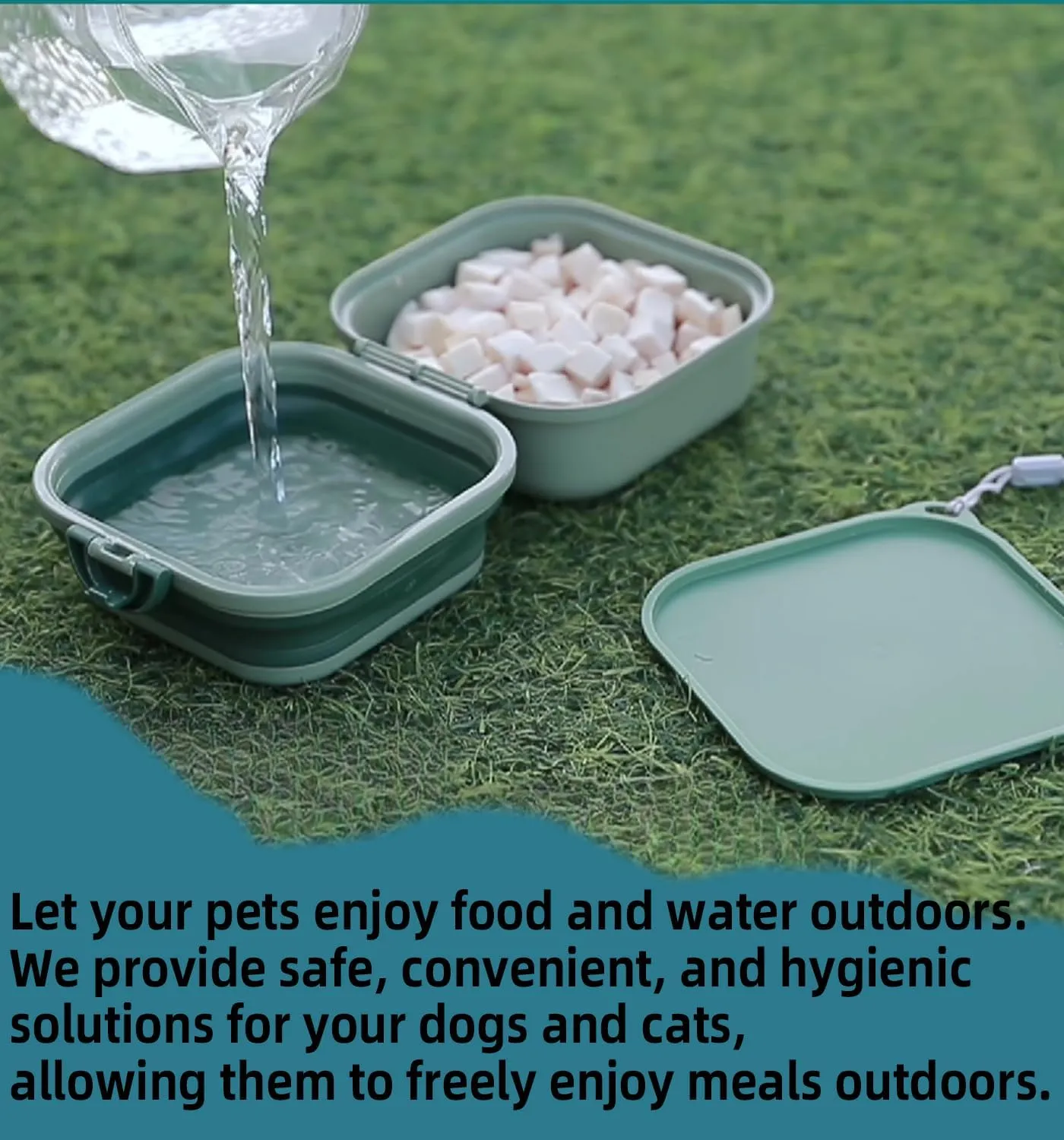 collapsible dog water bowl - Portable Travel Bowl for Dogs and Cats - Carry Pet Food - Collapsible Pet Water and Food Bowl - Convenient Feeding and Storage Solution - Food Storage Solution (Green)