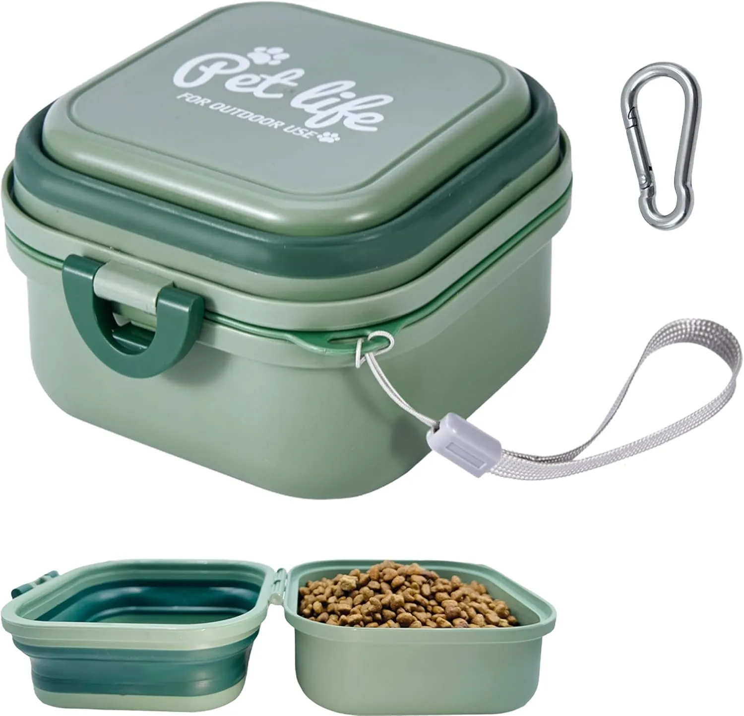 collapsible dog water bowl - Portable Travel Bowl for Dogs and Cats - Carry Pet Food - Collapsible Pet Water and Food Bowl - Convenient Feeding and Storage Solution - Food Storage Solution (Green)