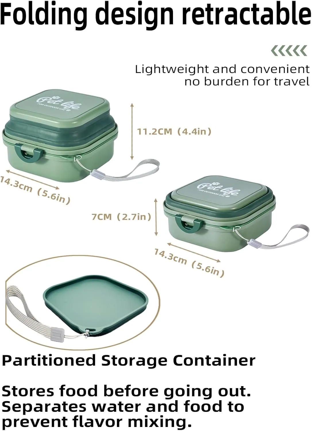 collapsible dog water bowl - Portable Travel Bowl for Dogs and Cats - Carry Pet Food - Collapsible Pet Water and Food Bowl - Convenient Feeding and Storage Solution - Food Storage Solution (Green)