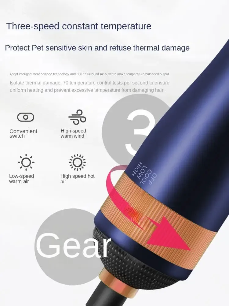 Dog / Cat  Hair Dryer Two-Sided Quiet Blowing Combs Dog Hair Comb Hot air Comb 3-Speed constant temperature protection for skin Comb