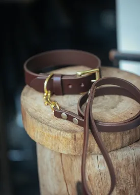 Dog Collar & Leash Set - 30mm Wide - Burgundy