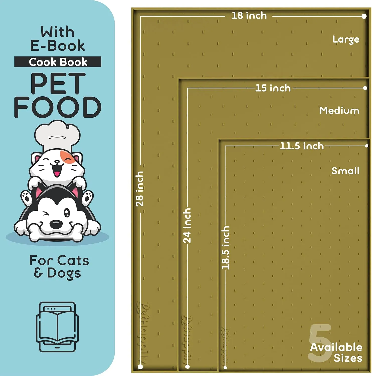 Dog Food Mat - 28x18" Large Silicone Stove Top Protector, Pet Feeding Station With Raised Edges, Waterproof Cat Bowl Mat for Food and Water, Easy Clean, Protects Floors