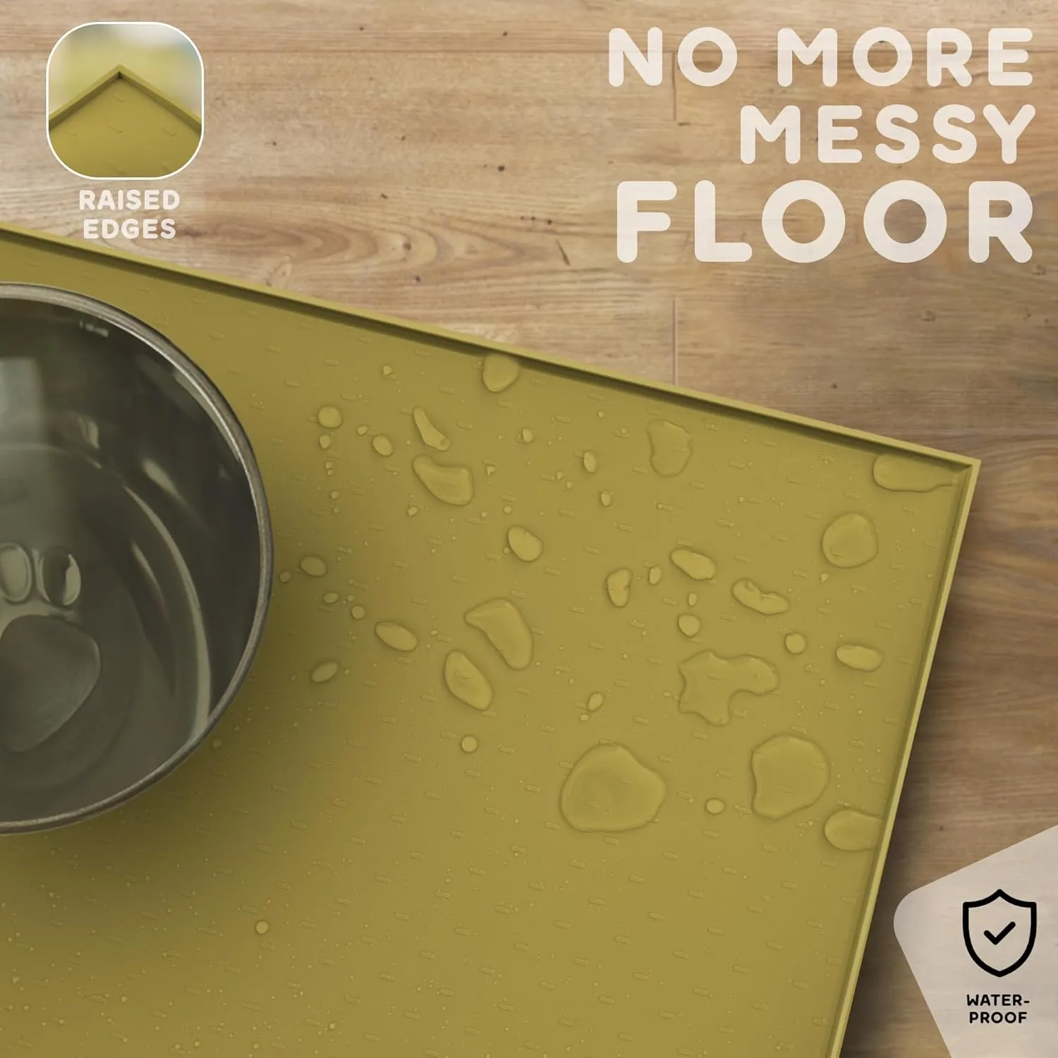 Dog Food Mat - 28x18" Large Silicone Stove Top Protector, Pet Feeding Station With Raised Edges, Waterproof Cat Bowl Mat for Food and Water, Easy Clean, Protects Floors