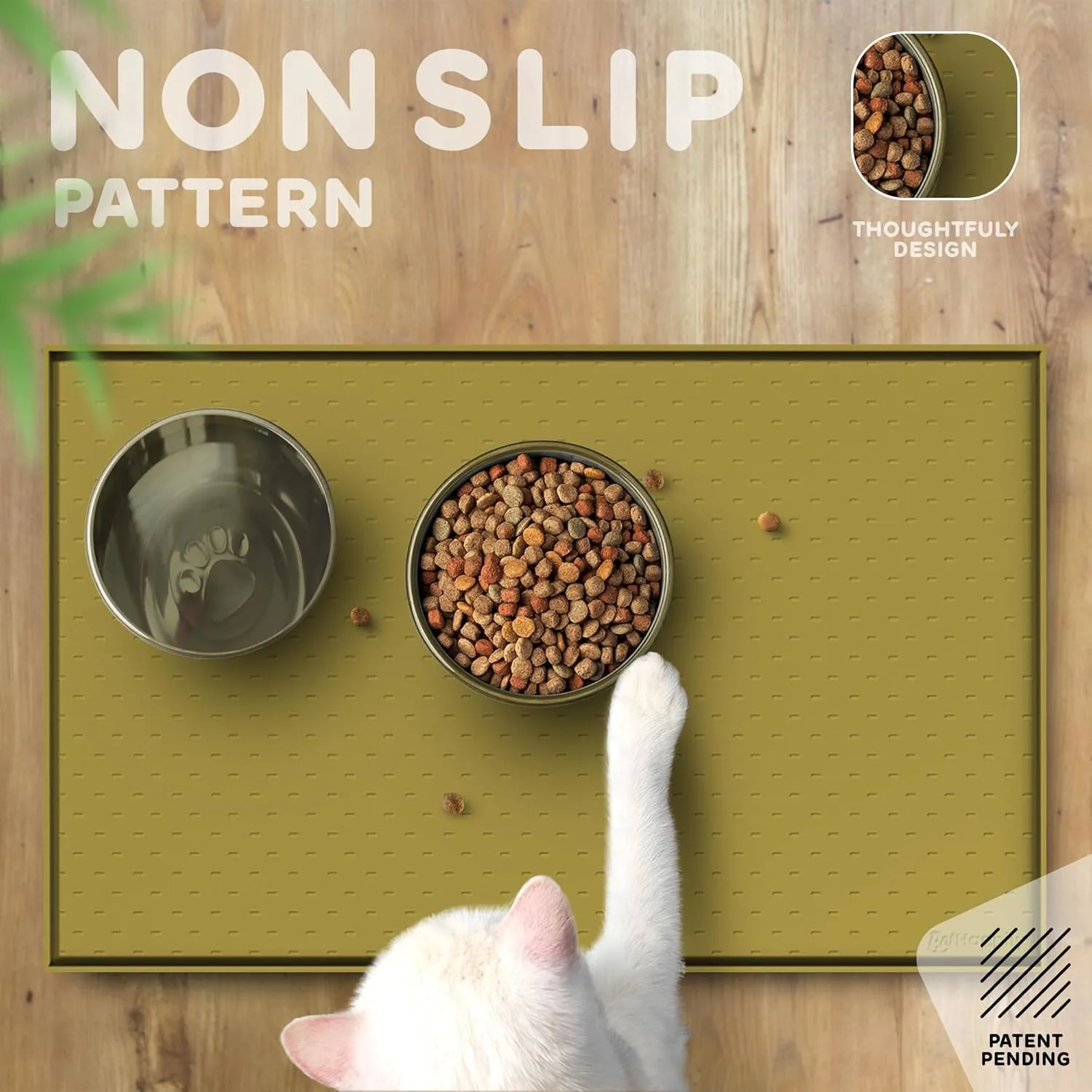 Dog Food Mat - 28x18" Large Silicone Stove Top Protector, Pet Feeding Station With Raised Edges, Waterproof Cat Bowl Mat for Food and Water, Easy Clean, Protects Floors