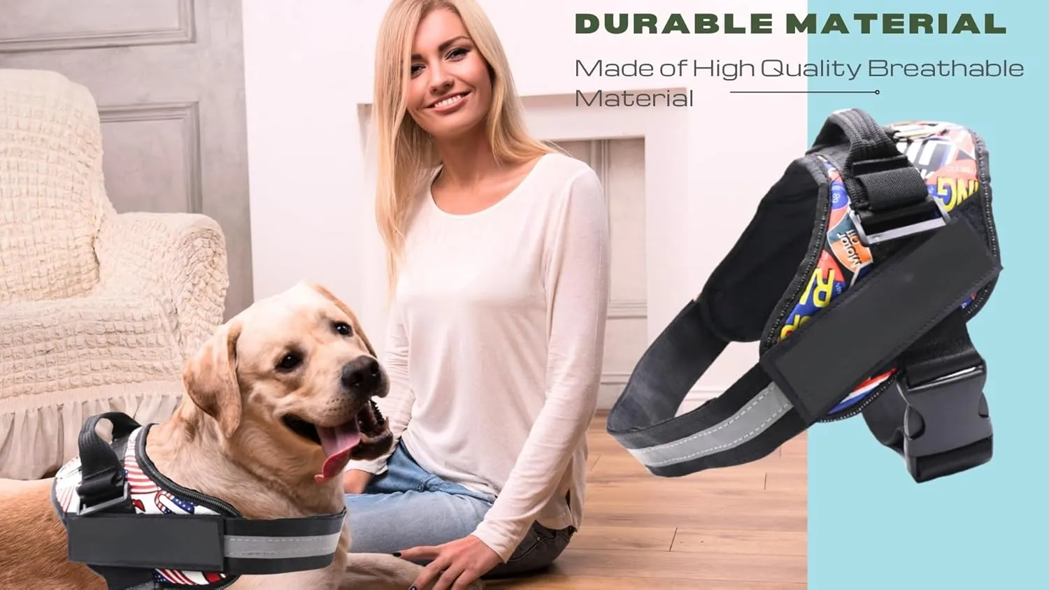 Dog Harness Medium Sized Dog, Harness Small Size Dog, Bull Dog Harness, Escape Proof Dog Harness, Do Not Pet Dog Harness, Front Clip Harness Dog. (Blue, Small)