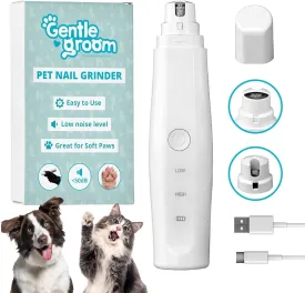 Dog Nail Grinder - Low Noise Electric Dog Nail Trimmer in 2 Speed Modes - Guarded Rechargeable Dog Nail Cutters with Diamond Grinder for Toenail and Claw Grooming for Pets in
