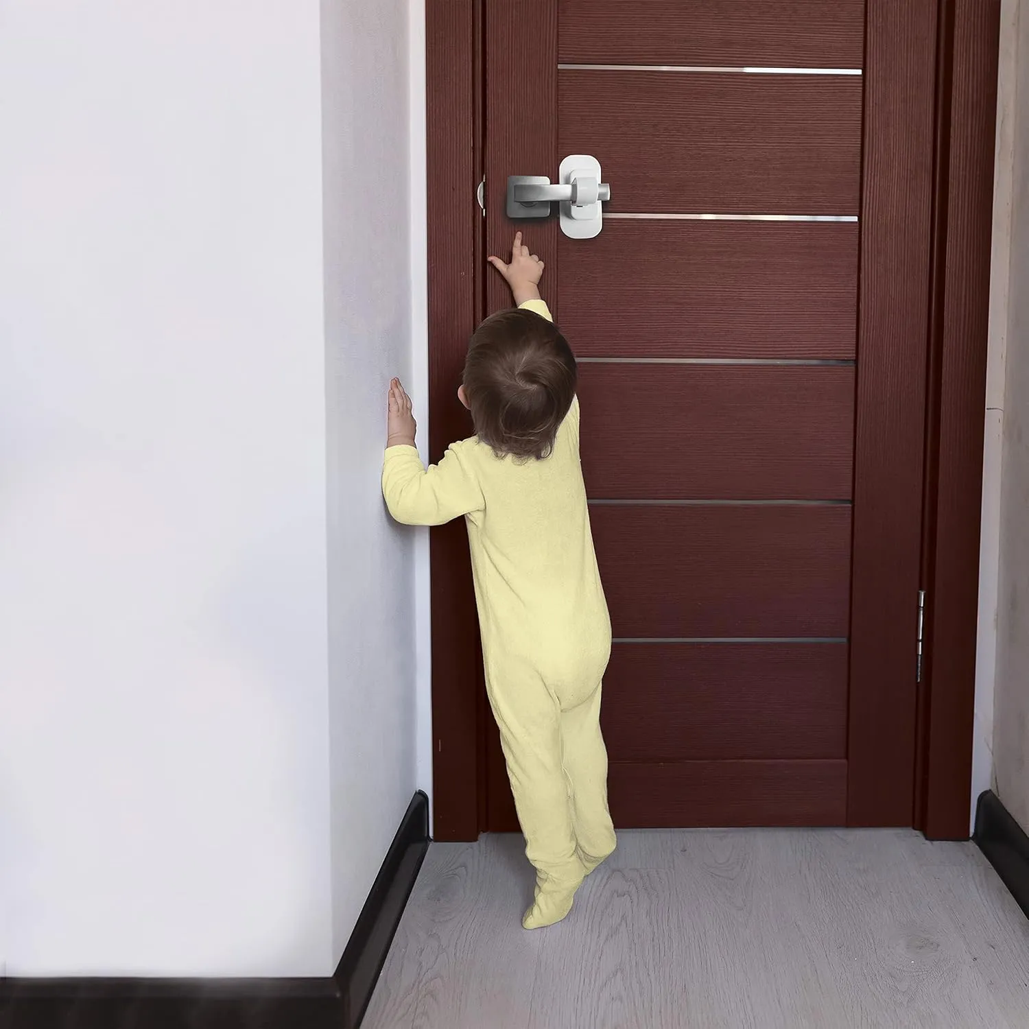 Dreambaby Adhesive Lever Door Handle Lock - Child Safety Locks for Doors & Handles - Suitable for Most Lever Door Handles - 2 Pack - White - Model L1480