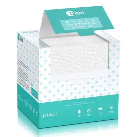 Face Towels, 10"12" Disposable Face Towel, Face Towelettes XL, Ultra Soft Makeup Remover Dry Wipes, Thick Face Towel for Sensitive Skin, 50 Count (1 Pack)