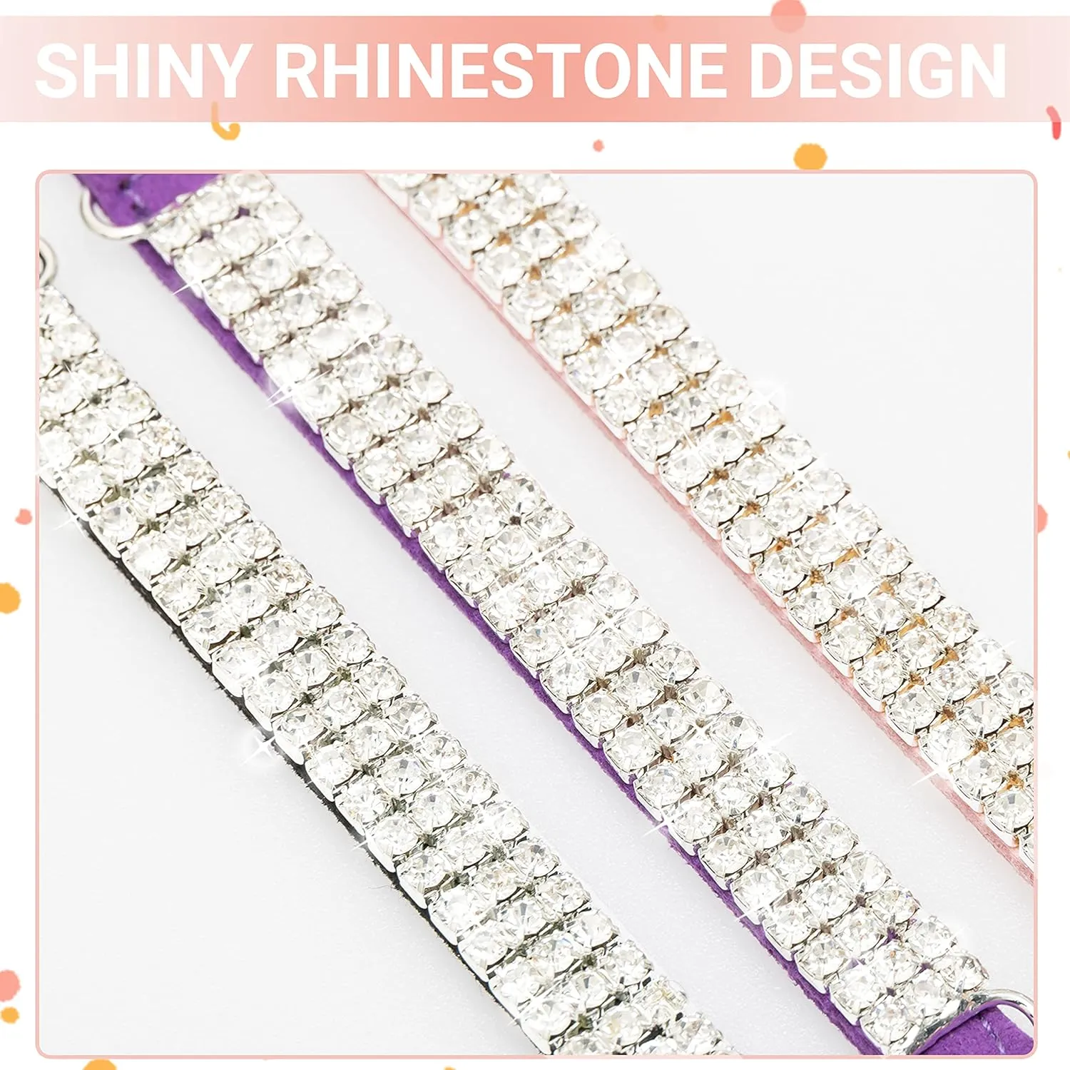 FLYSTAR Cat Collar Breakaway with Bell - Cute Cat Collar for Boy Girl Cats - Rhinestones Bling Adjustable Soft Velvet Pet Collars for Small Medium Large Cats & Puppy (Pink, Purple, Black)