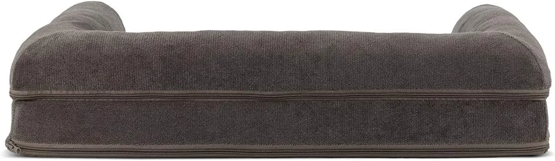 FurHaven Soft, Orthopedic Foam Sofa Dog Bed with Washable & Removable Cover - Sherpa/Chenille - Coffee, Dogs Up to 35 lbs - Medium