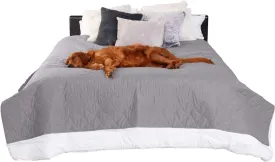 Furhaven Waterproof & Non-Slip Queen Size Mattress Cover Protector for Dogs & Cats, Washable, For Beds, Couches, & Car Seats - Quilted Twill Blanket Mattress Cover - Gray, Large/Queen Size
