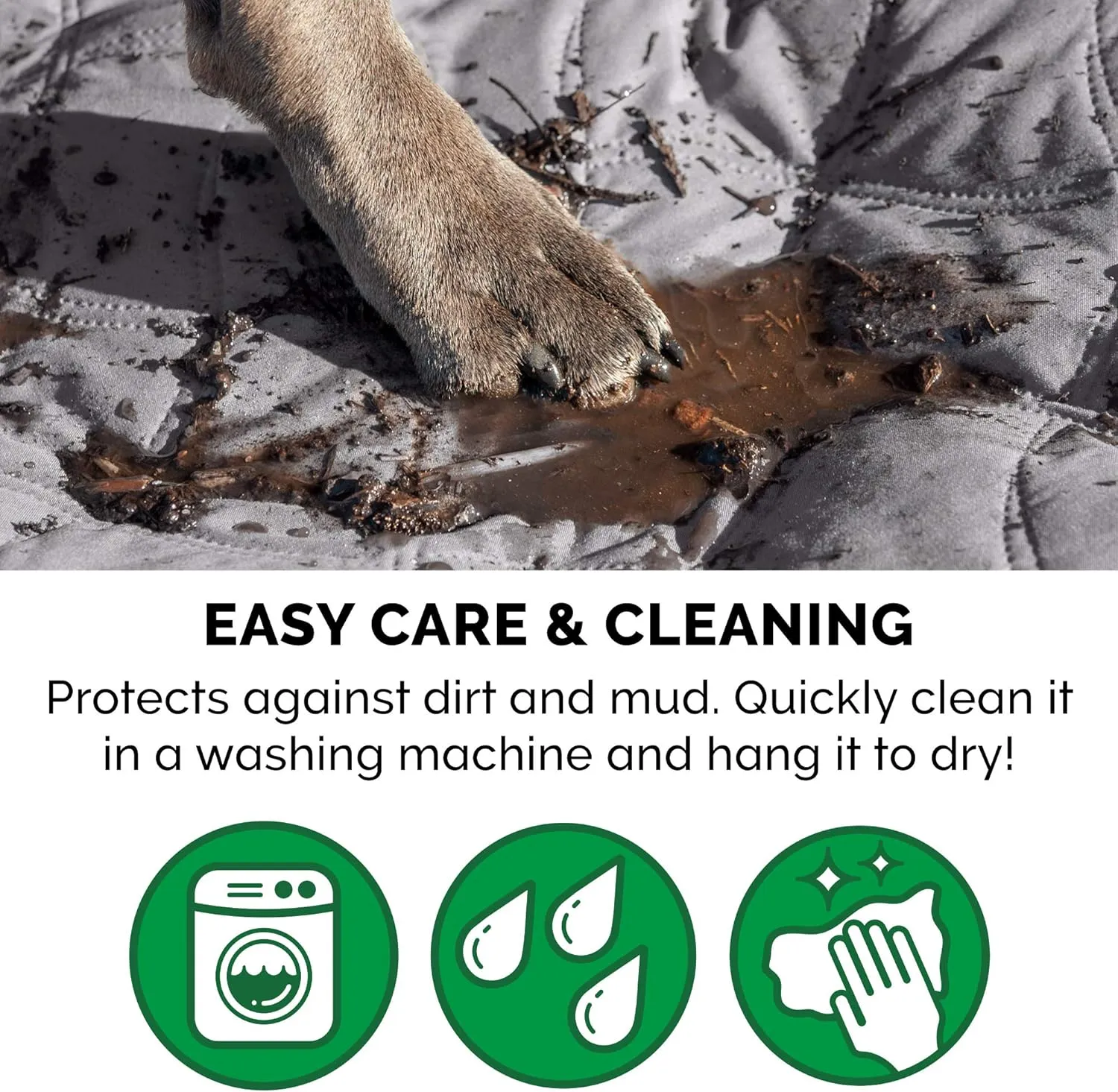 Furhaven Waterproof & Non-Slip Queen Size Mattress Cover Protector for Dogs & Cats, Washable, For Beds, Couches, & Car Seats - Quilted Twill Blanket Mattress Cover - Gray, Large/Queen Size