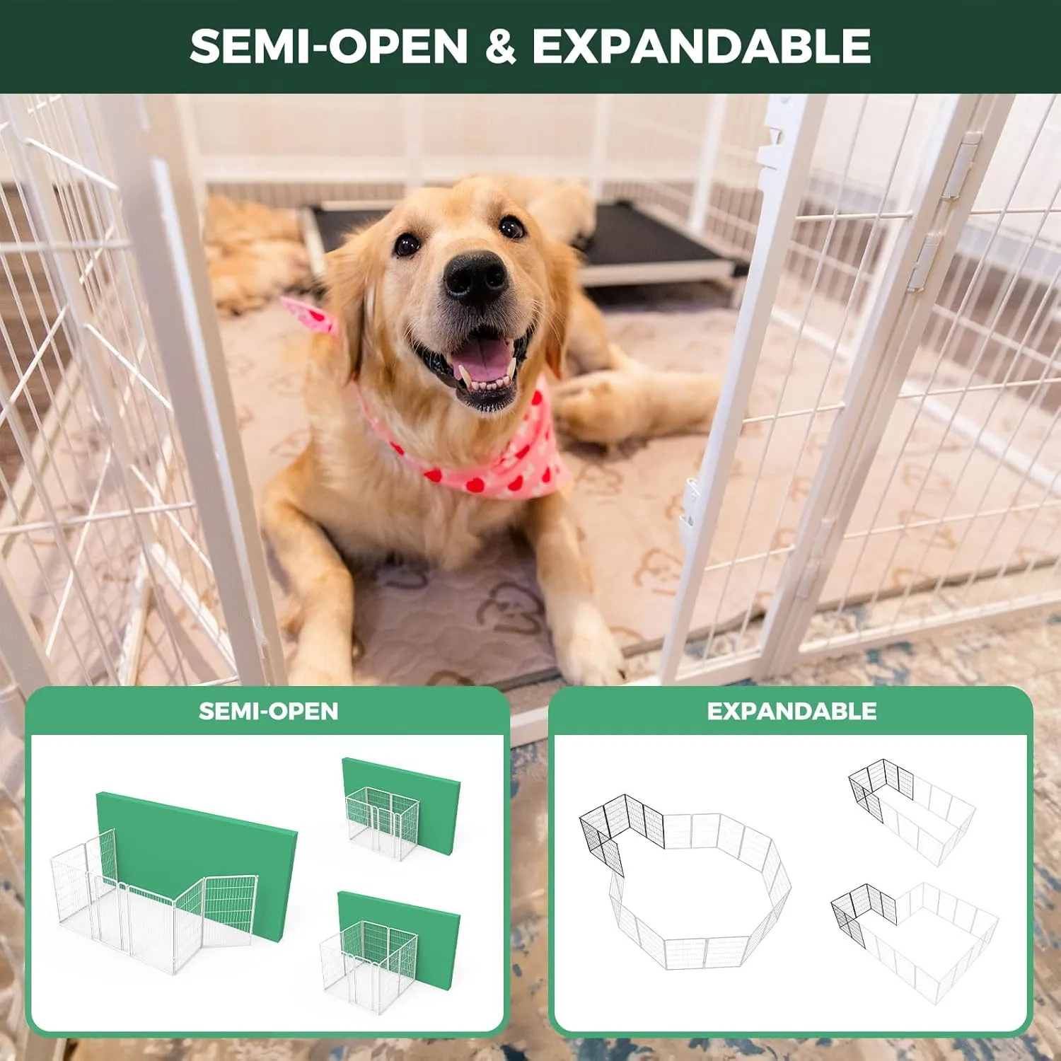 FXW Homeplus Dog Playpen for Indoor Use - Stress-Free and Safe Play, Heavy Duty 24 Inch 4 Panels Dog Pen for Puppies and Small Dogs, WhitePatented