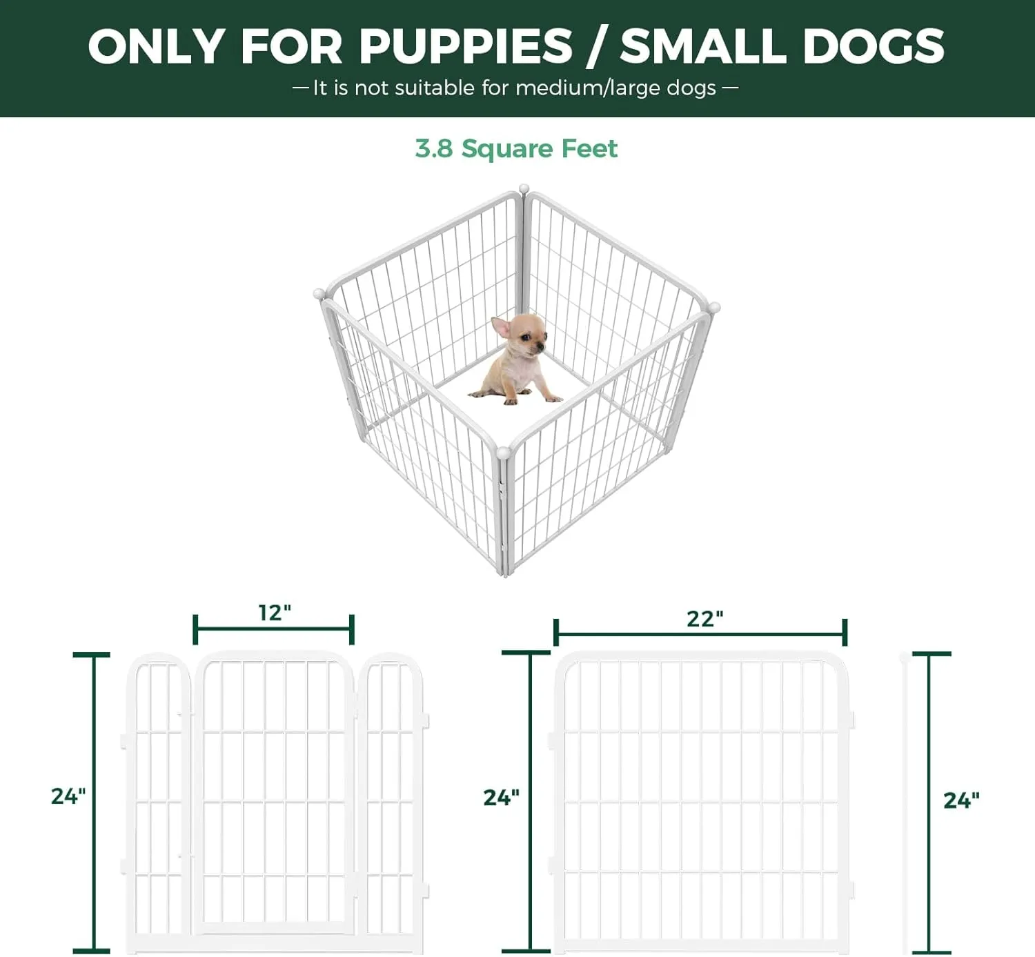 FXW Homeplus Dog Playpen for Indoor Use - Stress-Free and Safe Play, Heavy Duty 24 Inch 4 Panels Dog Pen for Puppies and Small Dogs, WhitePatented