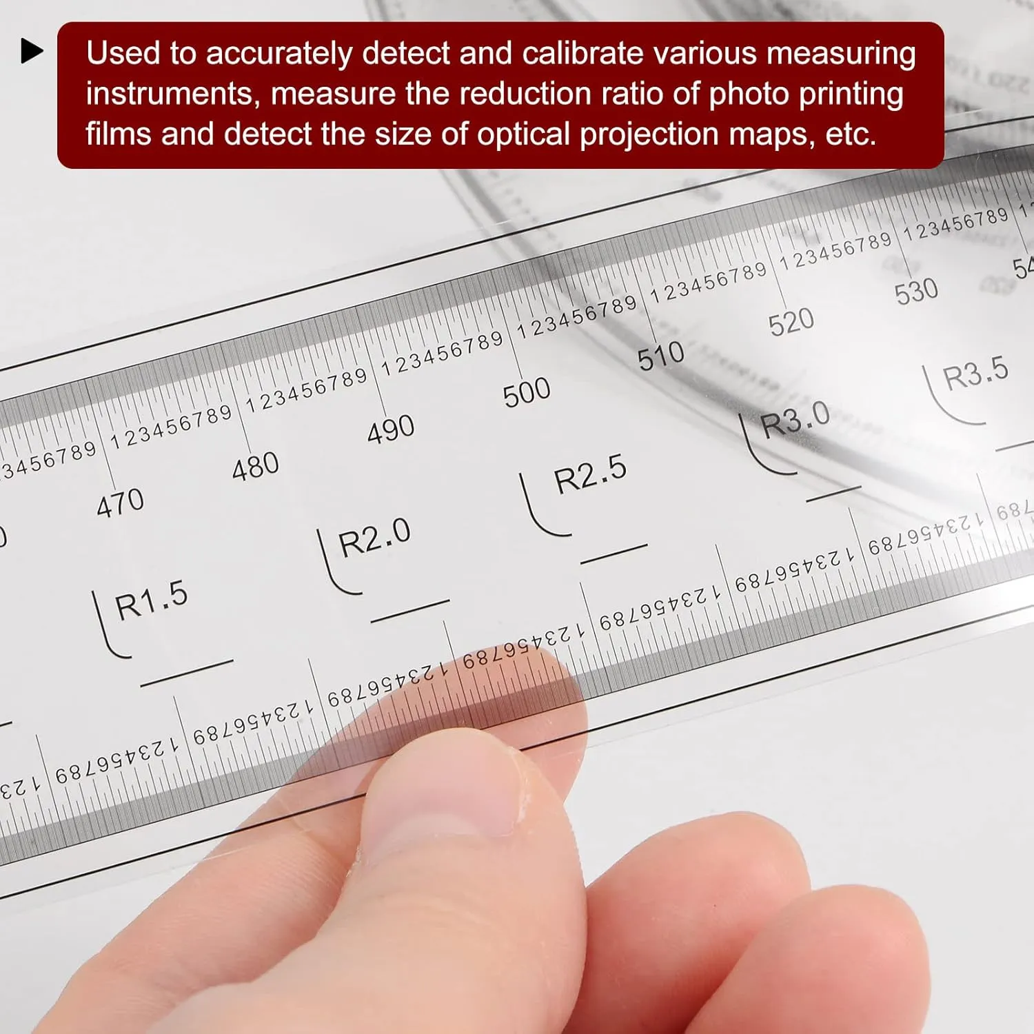HARFINGTON Film Flexible Ruler 150cm 0.1mm Scale with R Angle & Width Lines PET Plastic Folding Straight Ruler Calibration Soft Ruler Measuring Tool for Factory, Transparent