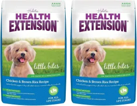Health Extension Little Bites Chicken & Brown Rice Dry Dog Food (4 lb / 1.8 Kg) - Natural with Probiotics and Superfoods for Teacup, Toy & Small Breeds (Pack of 2)
