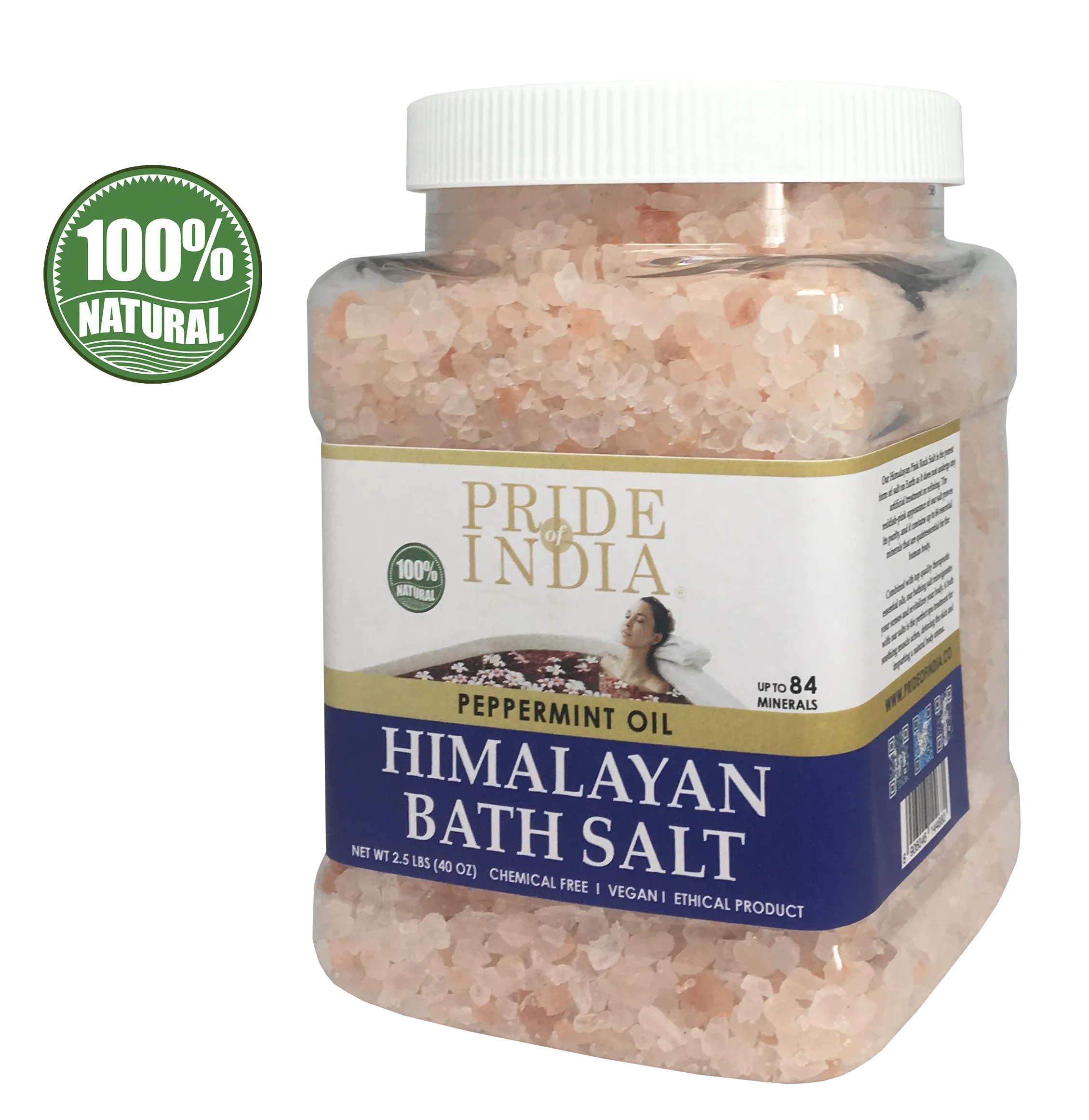Himalayan Pink Bathing Salt - Enriched w/ Peppermint Oil and 84 