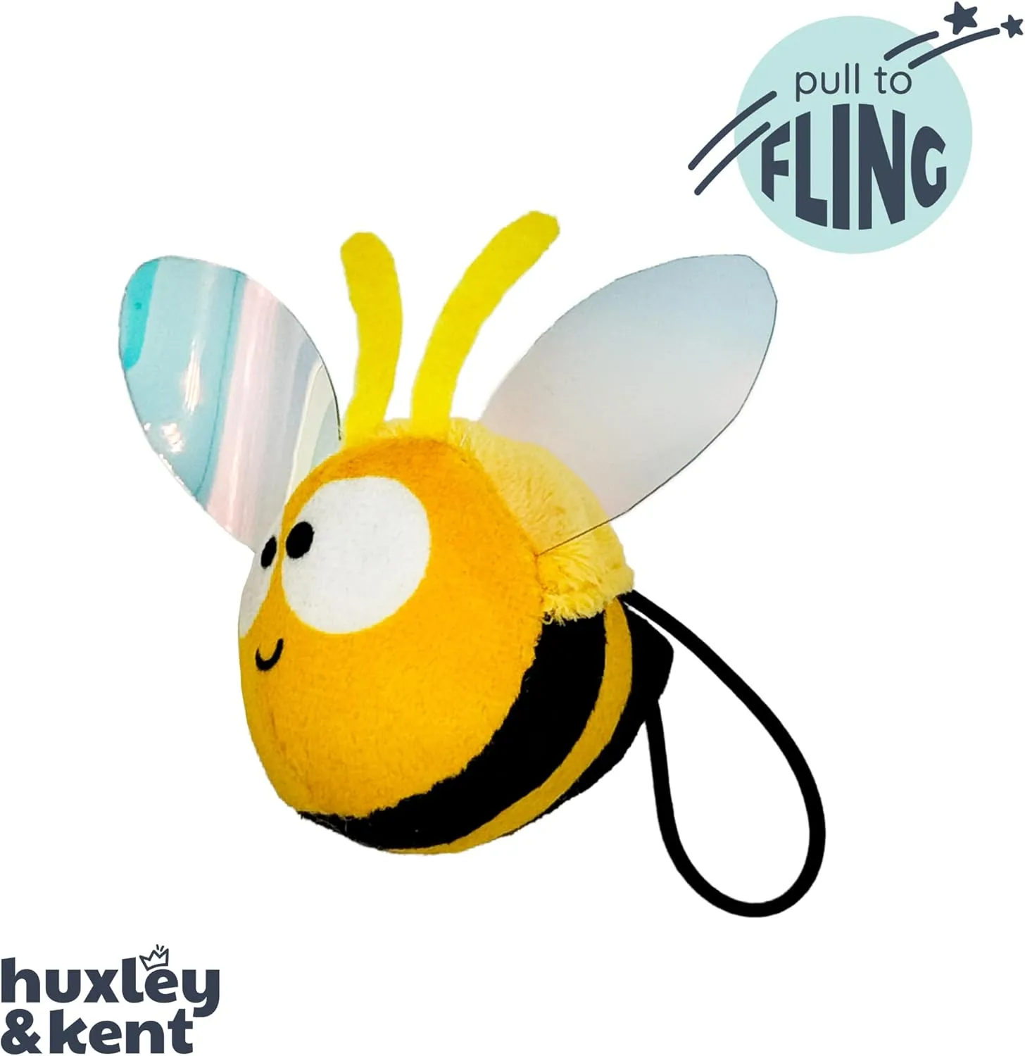 Huxley & Kent Plush Cat Toy - Bumble Bee Flinger - Spring Interactive Flinging Strong Catnip and Crinkle Filled Cat Toy - Kittybelles