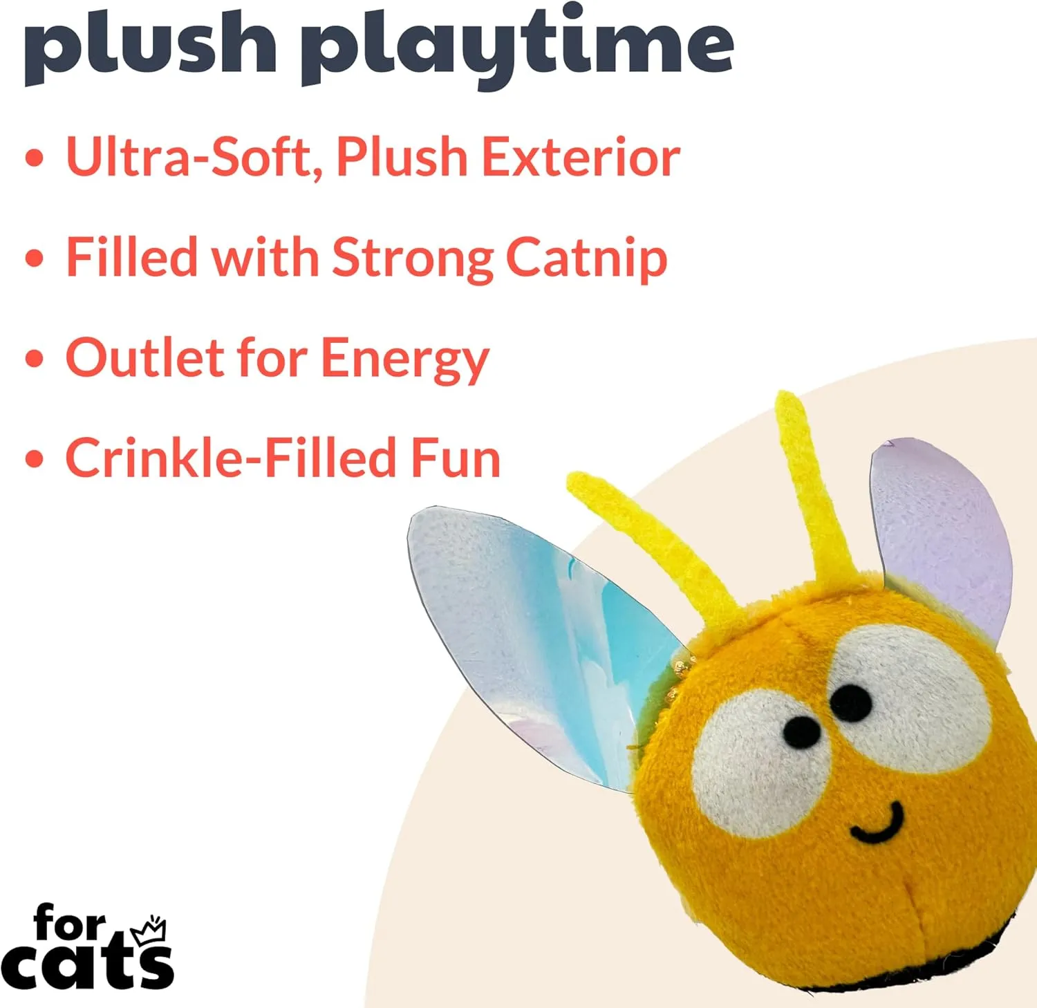 Huxley & Kent Plush Cat Toy - Bumble Bee Flinger - Spring Interactive Flinging Strong Catnip and Crinkle Filled Cat Toy - Kittybelles