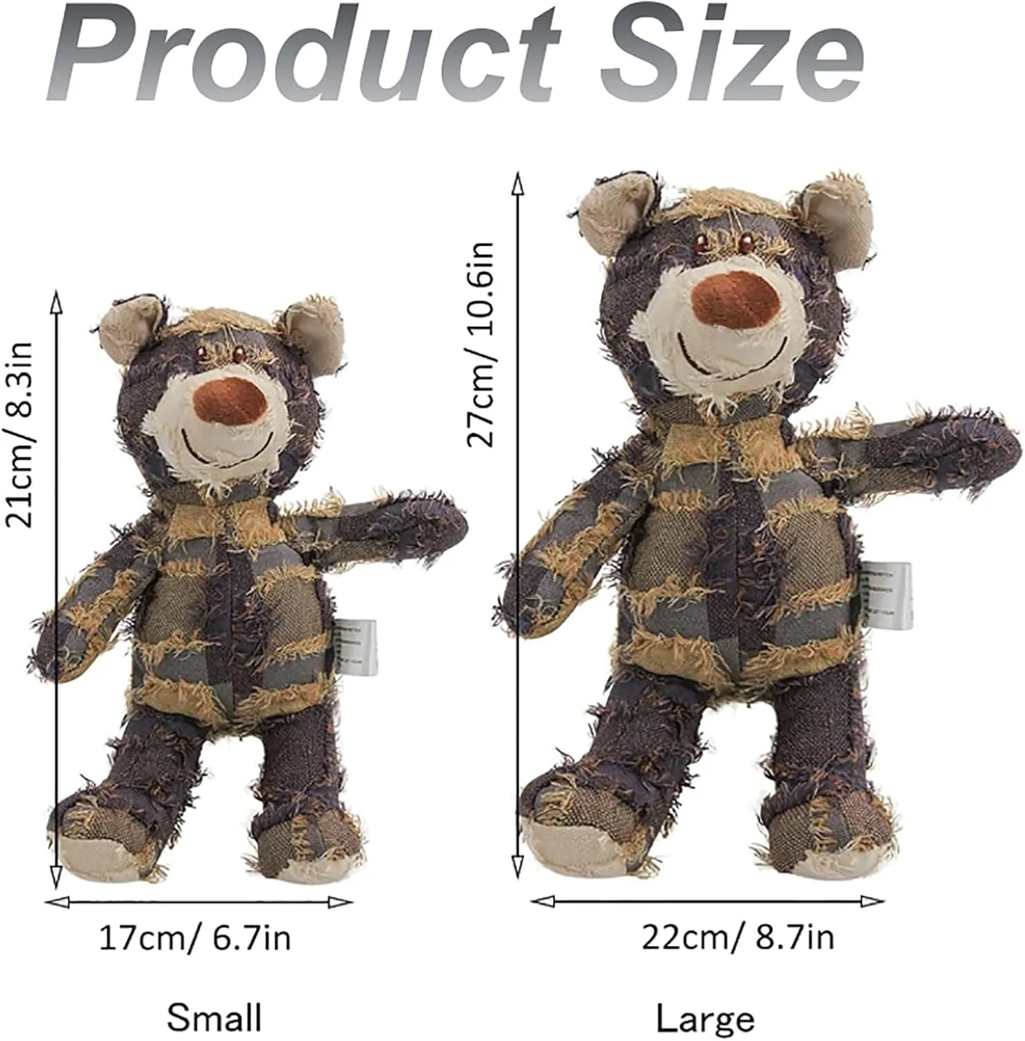 Indestructible Robust Bear, 2024 New Dog Companion for Heavy Chewers Robust Bear Toys for Aggressive Chewers Dogs, Squeaky Plush Interactive Dog Toys for Small Large Dogs (Light Brown, Large)