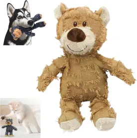 Indestructible Robust Bear, 2024 New Dog Companion for Heavy Chewers Robust Bear Toys for Aggressive Chewers Dogs, Squeaky Plush Interactive Dog Toys for Small Large Dogs (Light Brown, Large)