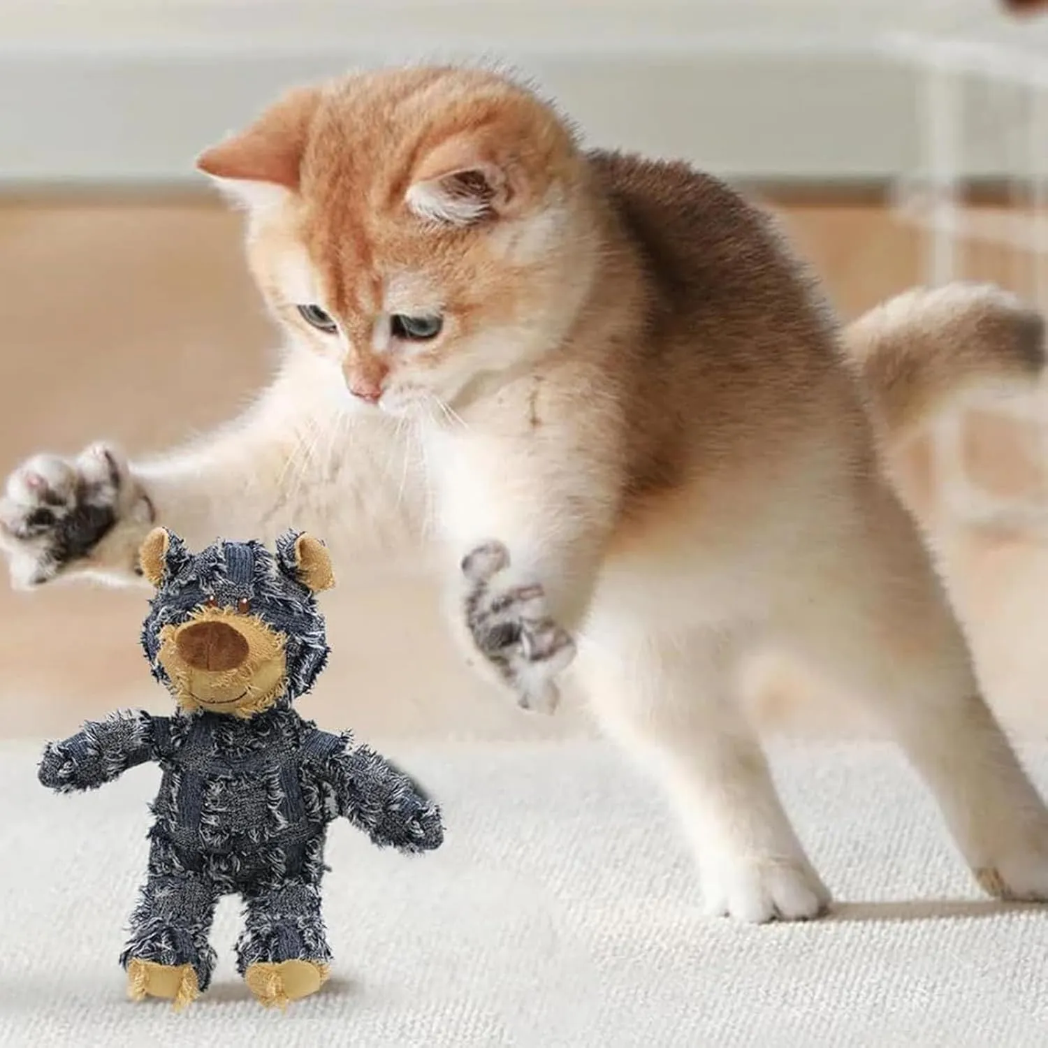 Indestructible Robust Bear, 2024 New Dog Companion for Heavy Chewers Robust Bear Toys for Aggressive Chewers Dogs, Squeaky Plush Interactive Dog Toys for Small Large Dogs (Light Brown, Large)