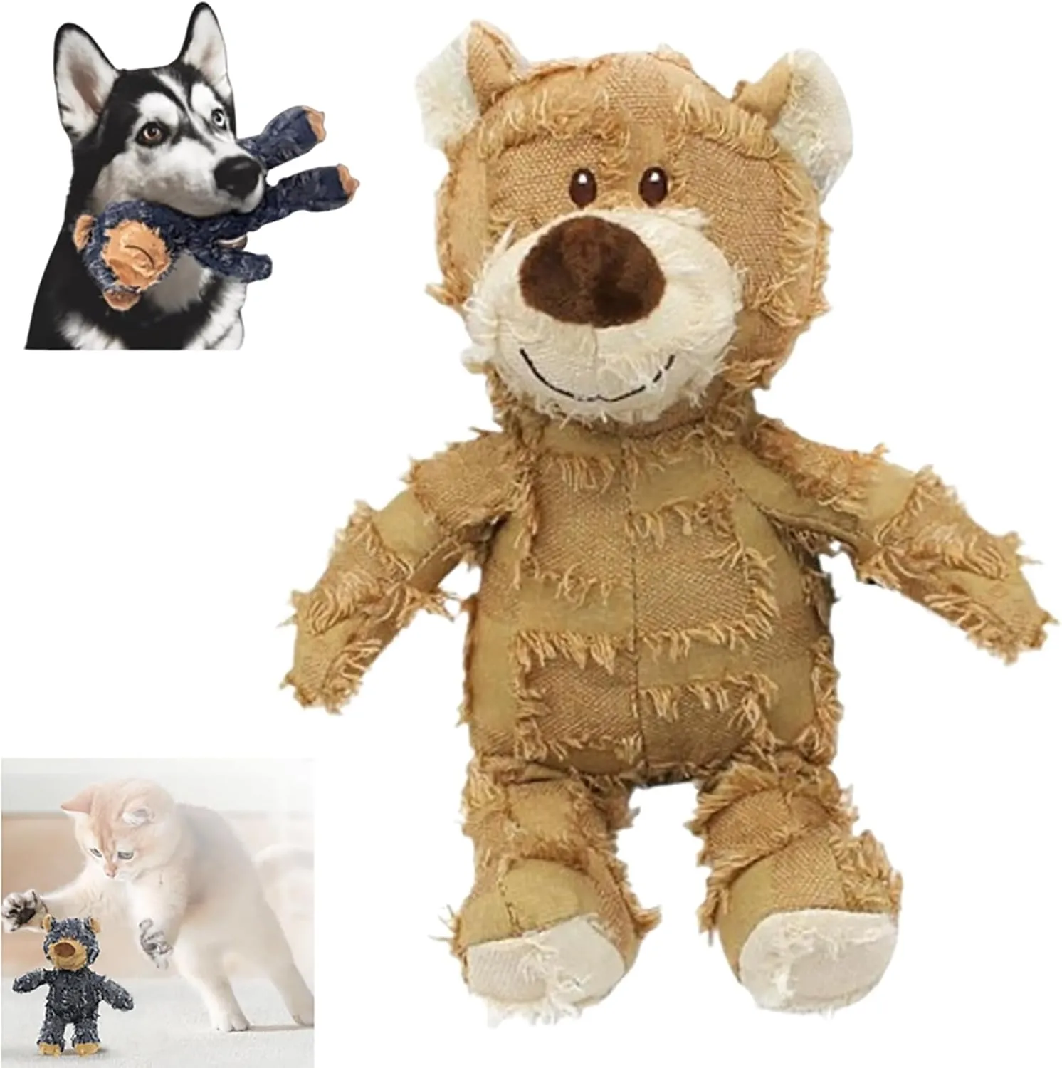 Indestructible Robust Bear, 2024 New Dog Companion for Heavy Chewers Robust Bear Toys for Aggressive Chewers Dogs, Squeaky Plush Interactive Dog Toys for Small Large Dogs (Light Brown, Large)