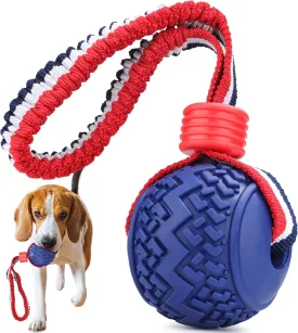 JAKPAK Dog Rope Toys Interactive Rope & Durable Bouncing Rubber Interactive Ball Combo, Ideal for Tug of War, Fetch - Promote Dental Health, Dog Breeds & Indoor/Outdoor Play(Blue)