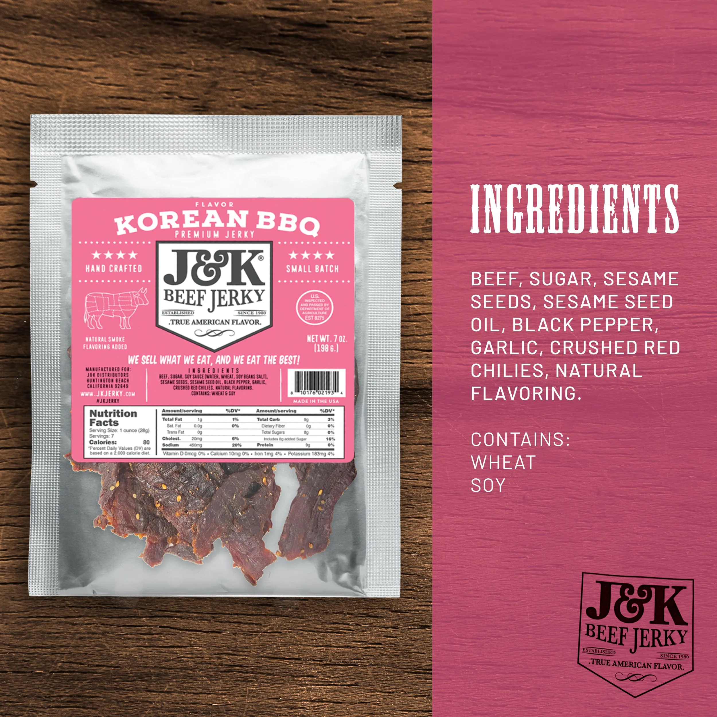 J&K Beef Jerky - Korean BBQ Flavor