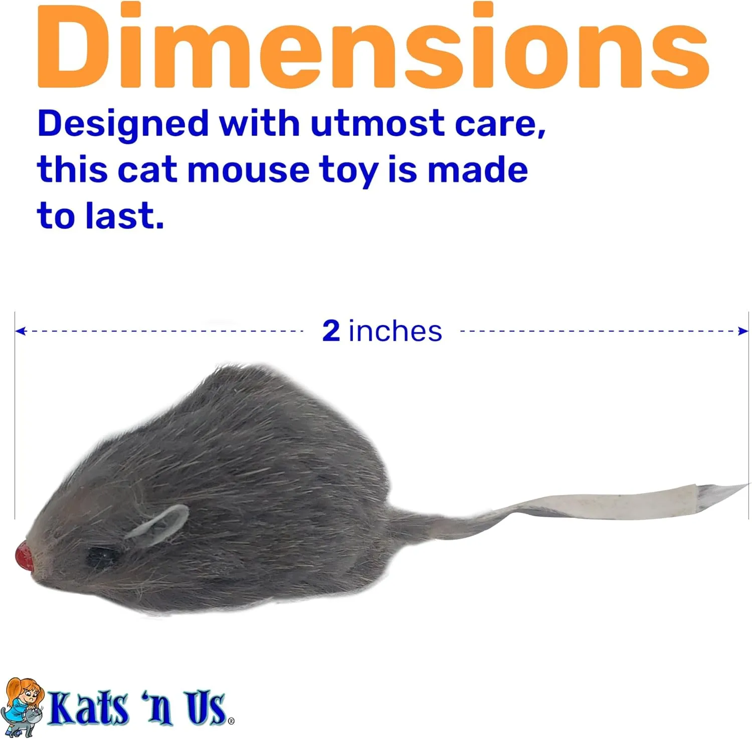 Kats'N Us Rabbit Fur Mouse Cat Toy Pack - Interactive Fun with 5 Gray Mice - Indoor Cats' Delight - Furry Play Combo - Cat Toy Mix! - 5 Pack NO Rattle