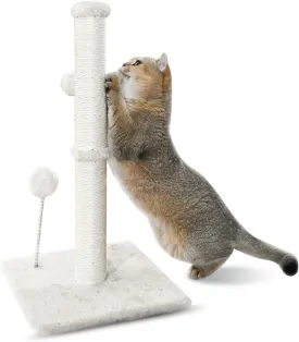 KINGROCK Tall Cat Scratching Posts for Indoor Cats, Scratching Post with Plush Toys for Kittens or Smaller Cats, Premium Sisal Post for Cats at All Ages with Reinforced Stable Base