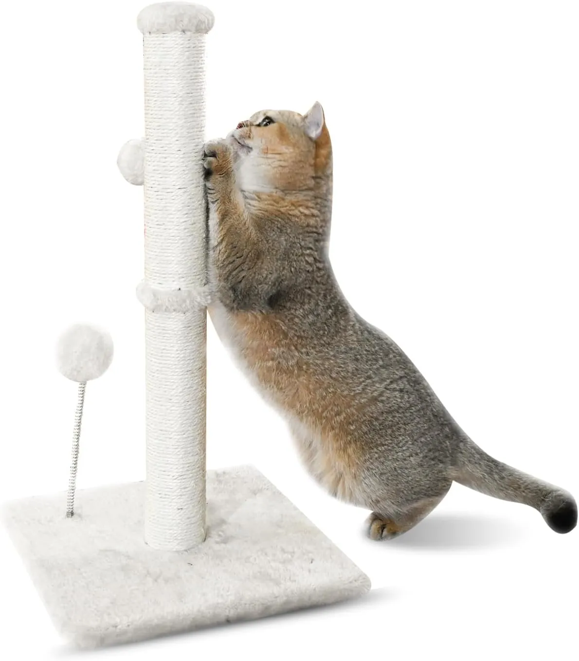 KINGROCK Tall Cat Scratching Posts for Indoor Cats, Scratching Post with Plush Toys for Kittens or Smaller Cats, Premium Sisal Post for Cats at All Ages with Reinforced Stable Base